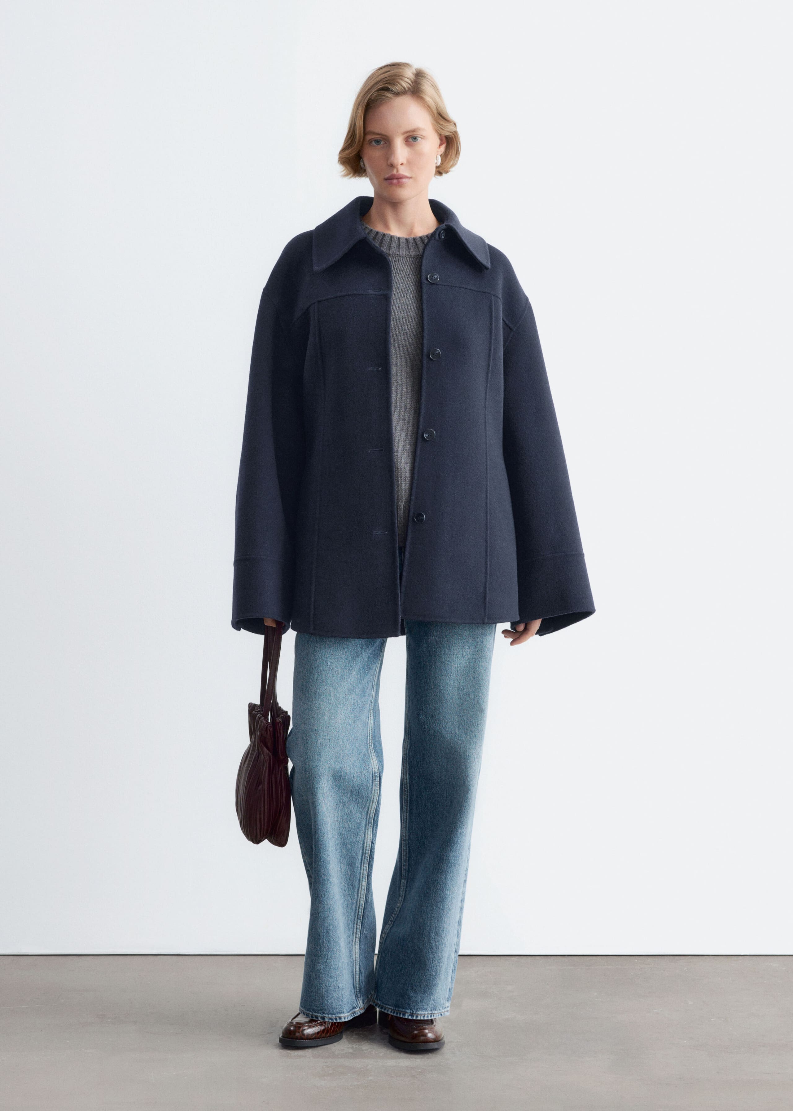 Schmal zulaufende Wolljacke - Navyblau - Stillleben