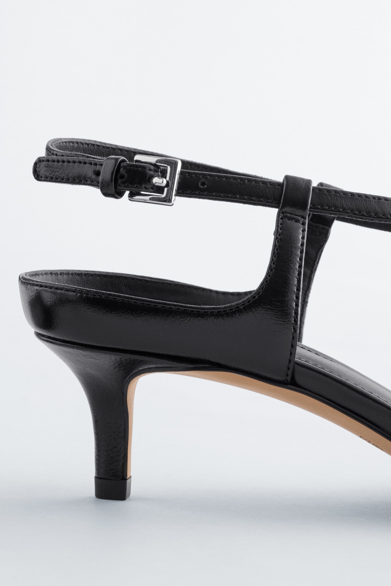 Leren slingback-pumps met gekruiste bandjes - Zwart/Rood - 6