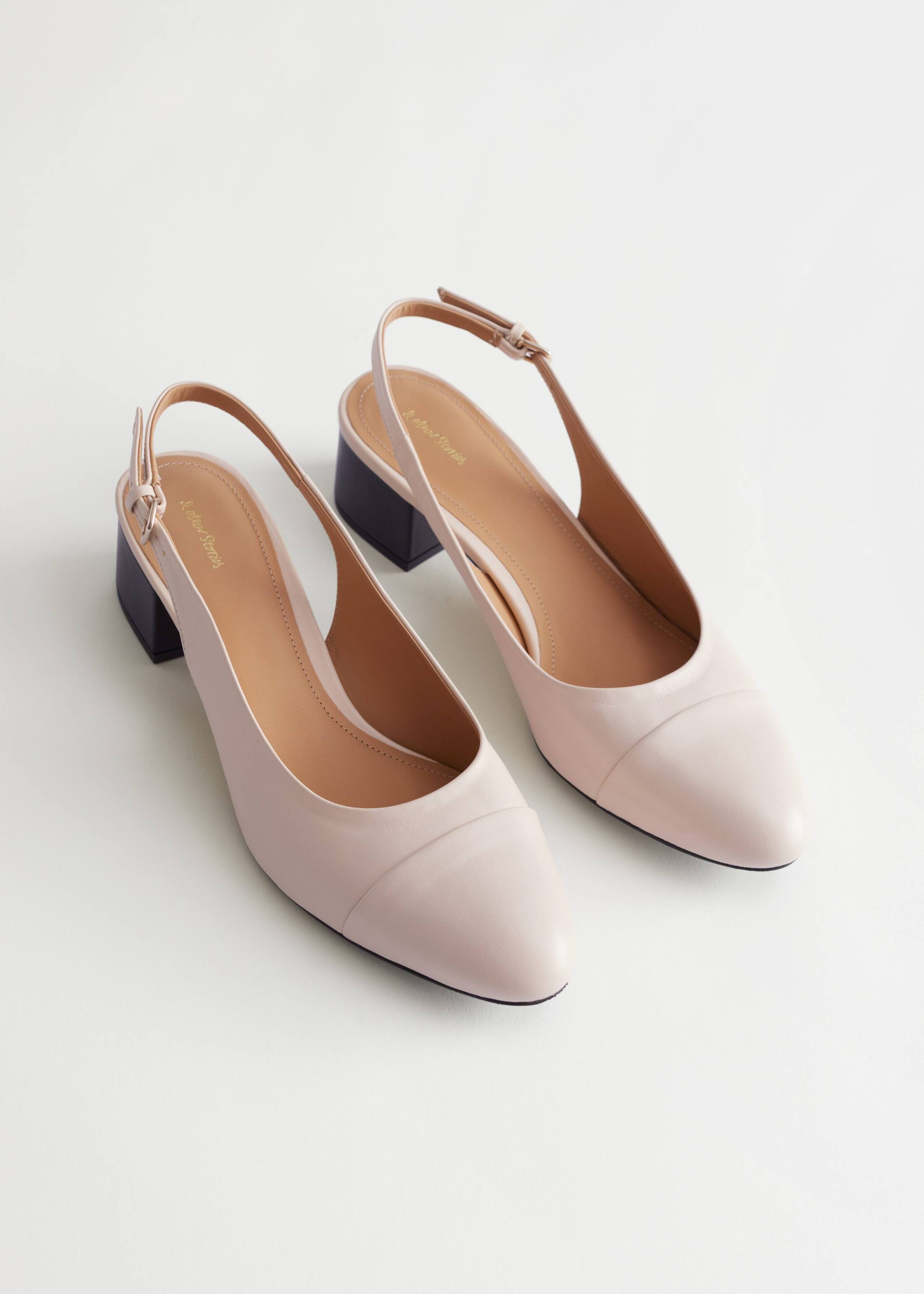 Image of Slingback Block Heel Leather Mules