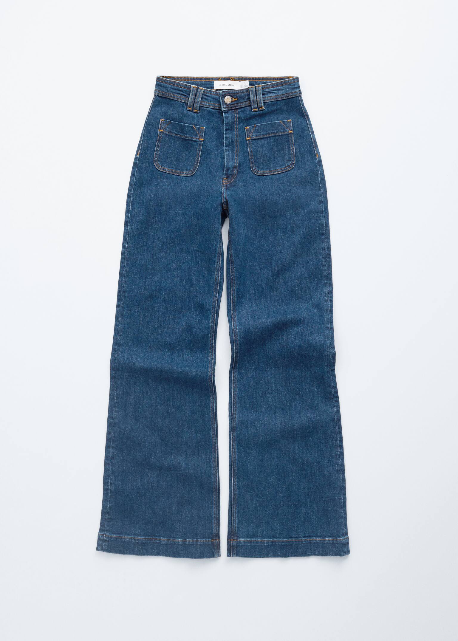 Ausgestellte Jeans mit hohem Bund - Blau/Mittelblaue Waschung - 2