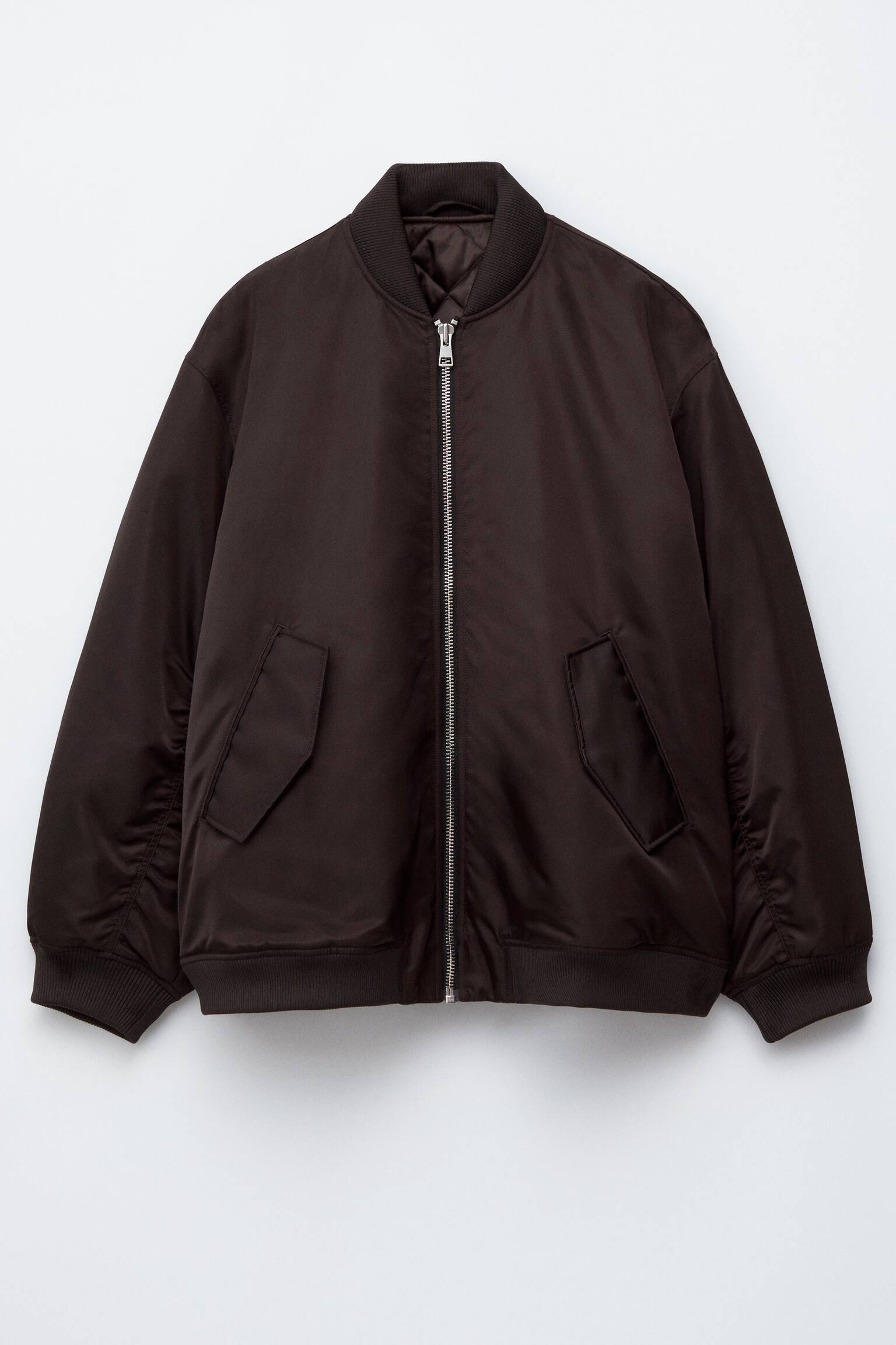 Long Bomber Jacket - Tmavě hnědá/Khaki zelená/Khaki Green - 2