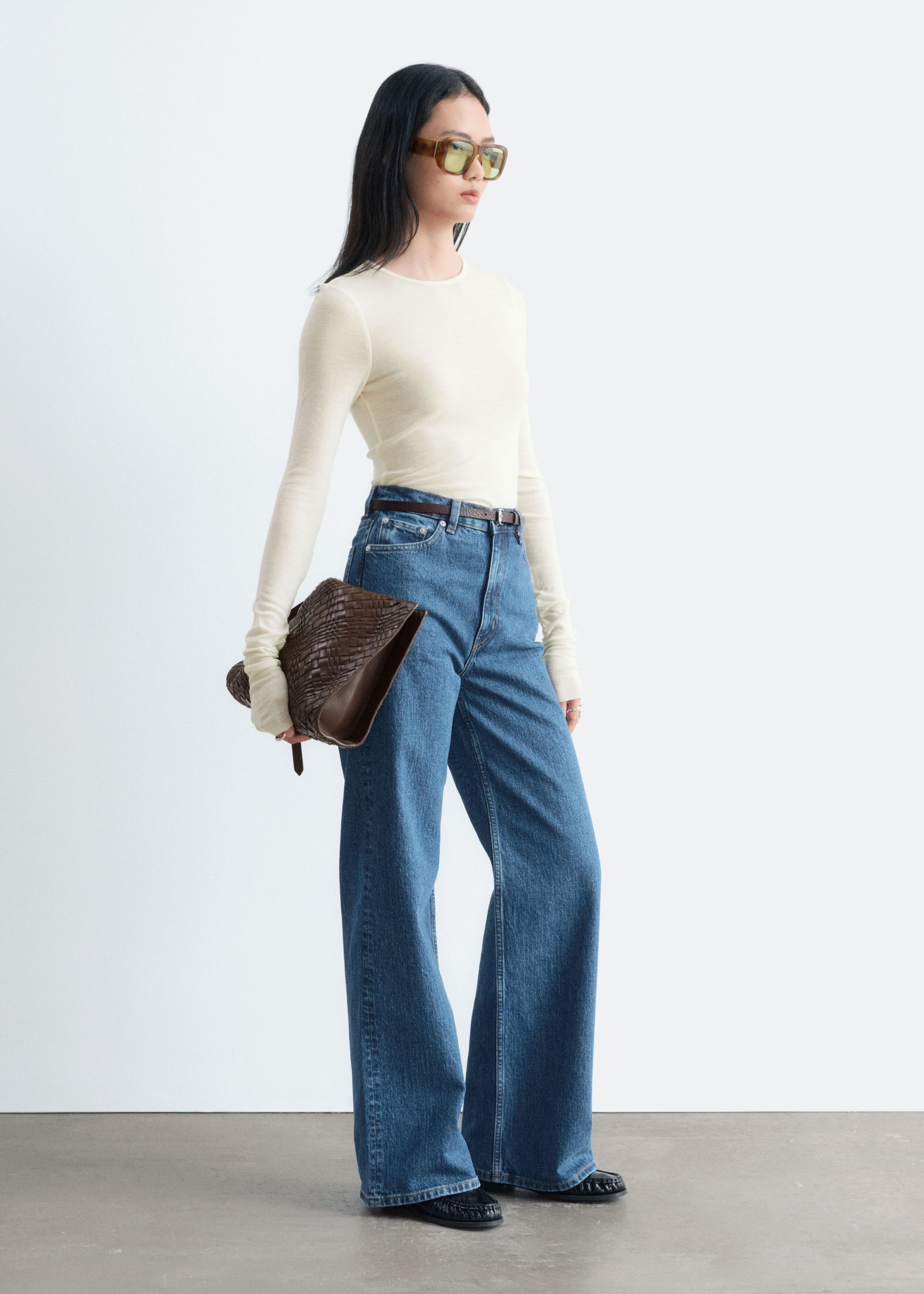 Plain-Knit Wool Top - White - Lookbook