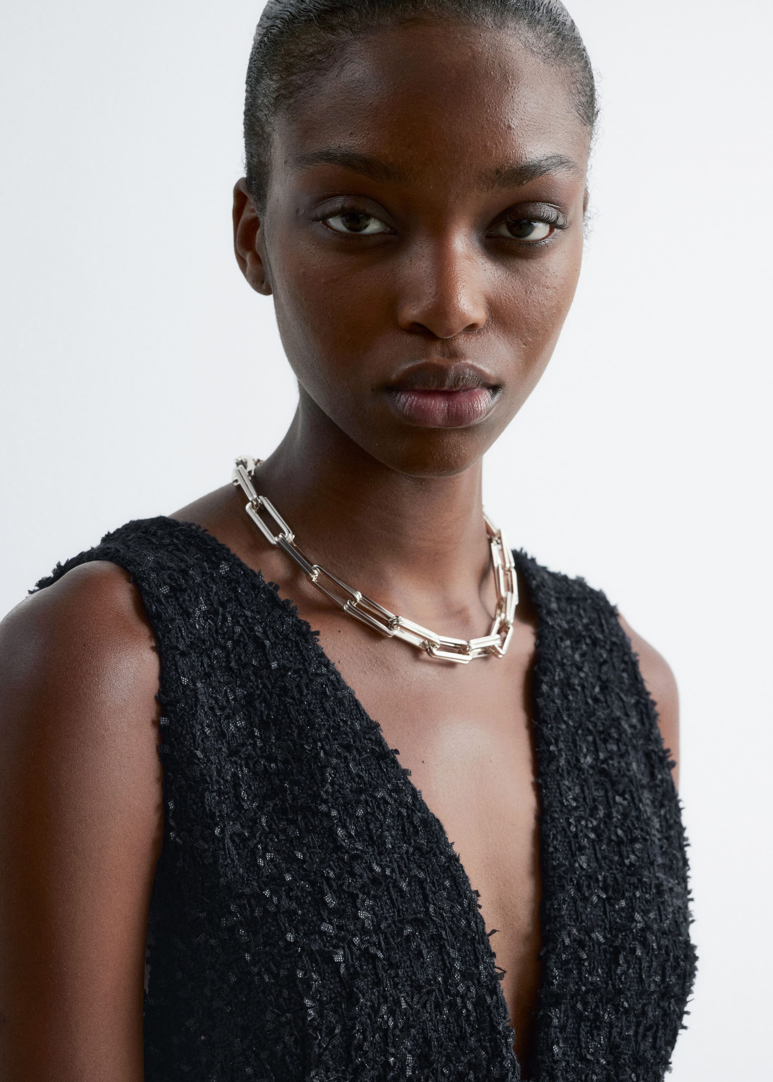 Image of Textured V-Neck Mini Dress