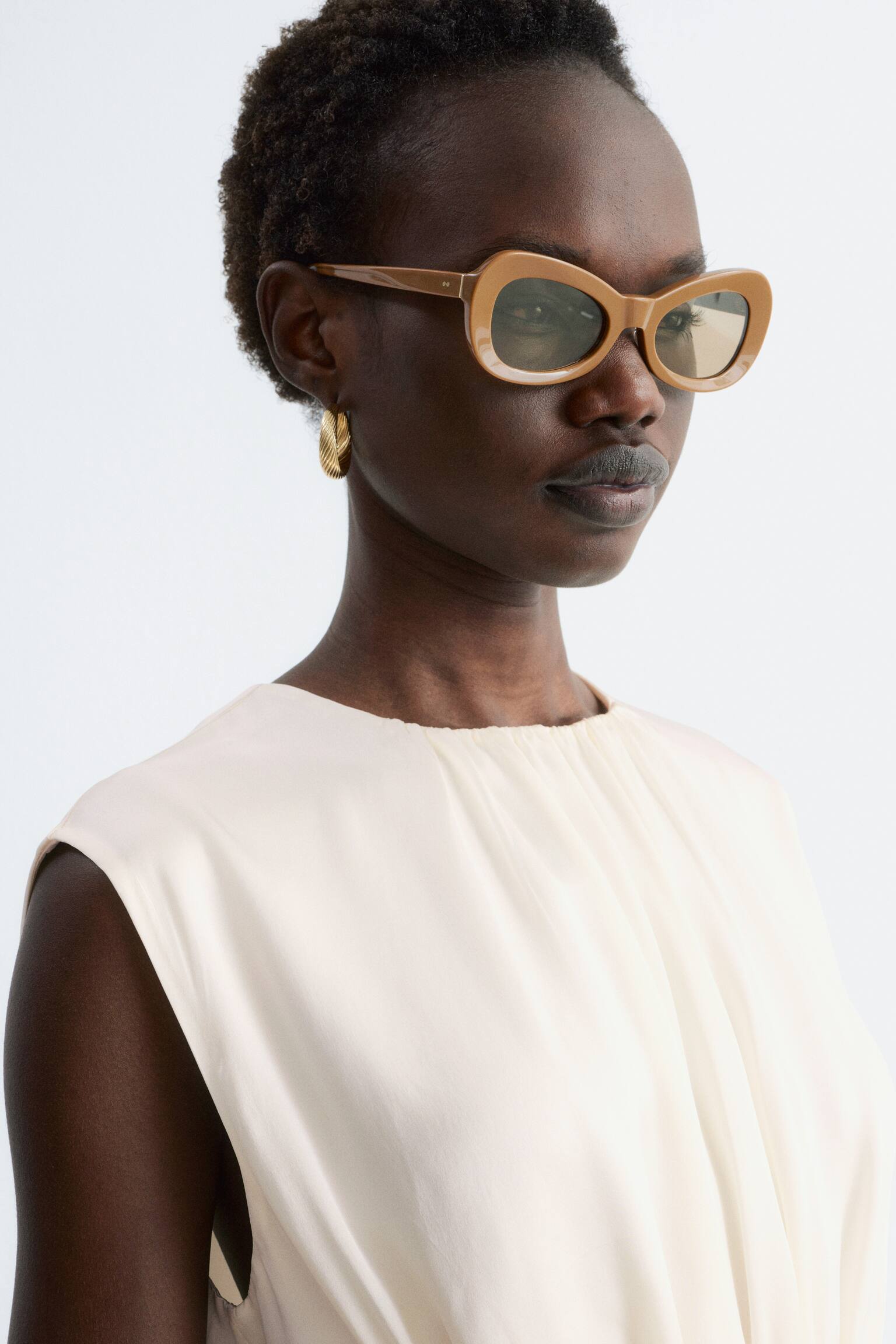 Minivestido de seda fruncido-Blanco - 3