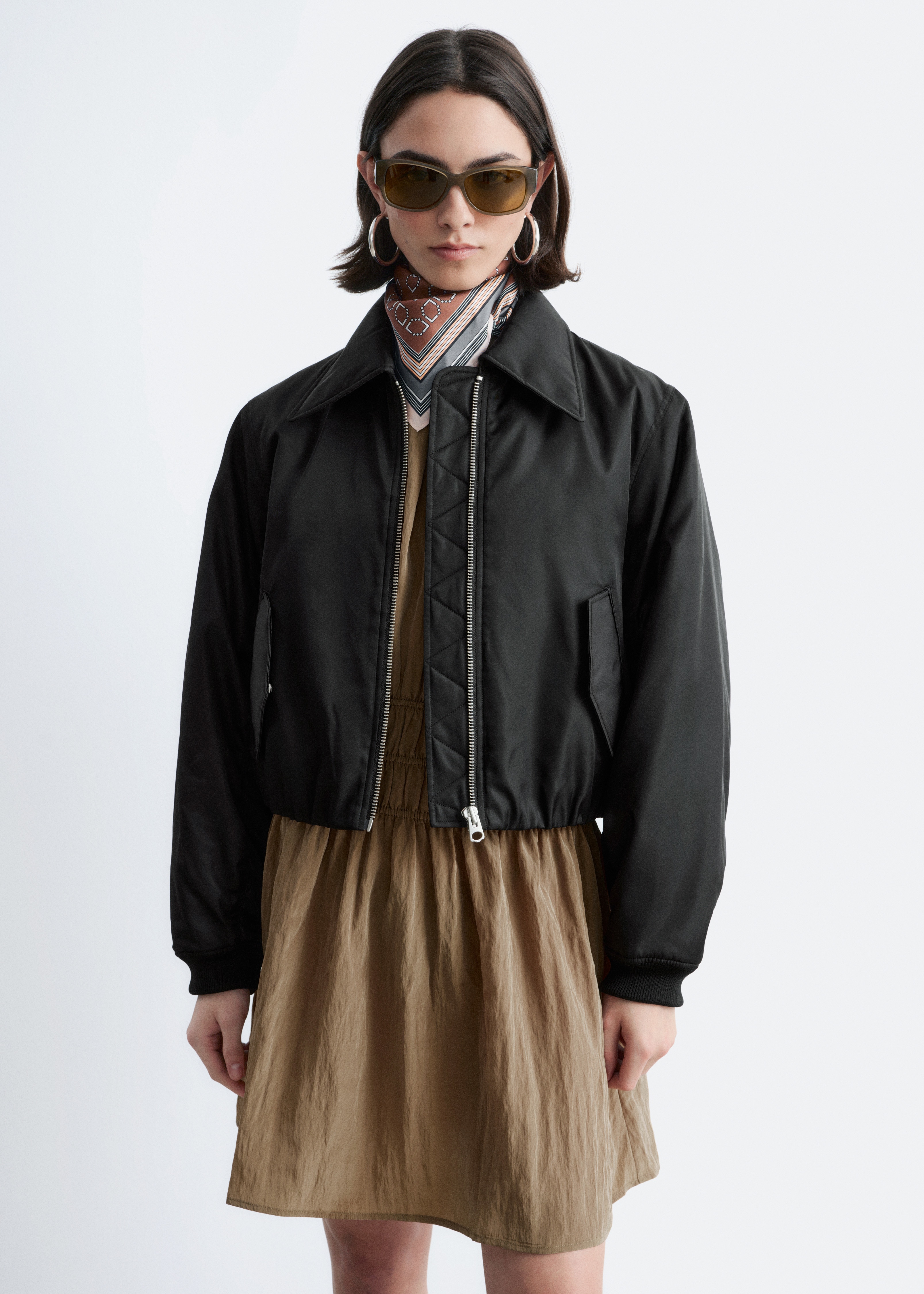 Κοντό Μπουφάν Bomber - Μαύρο