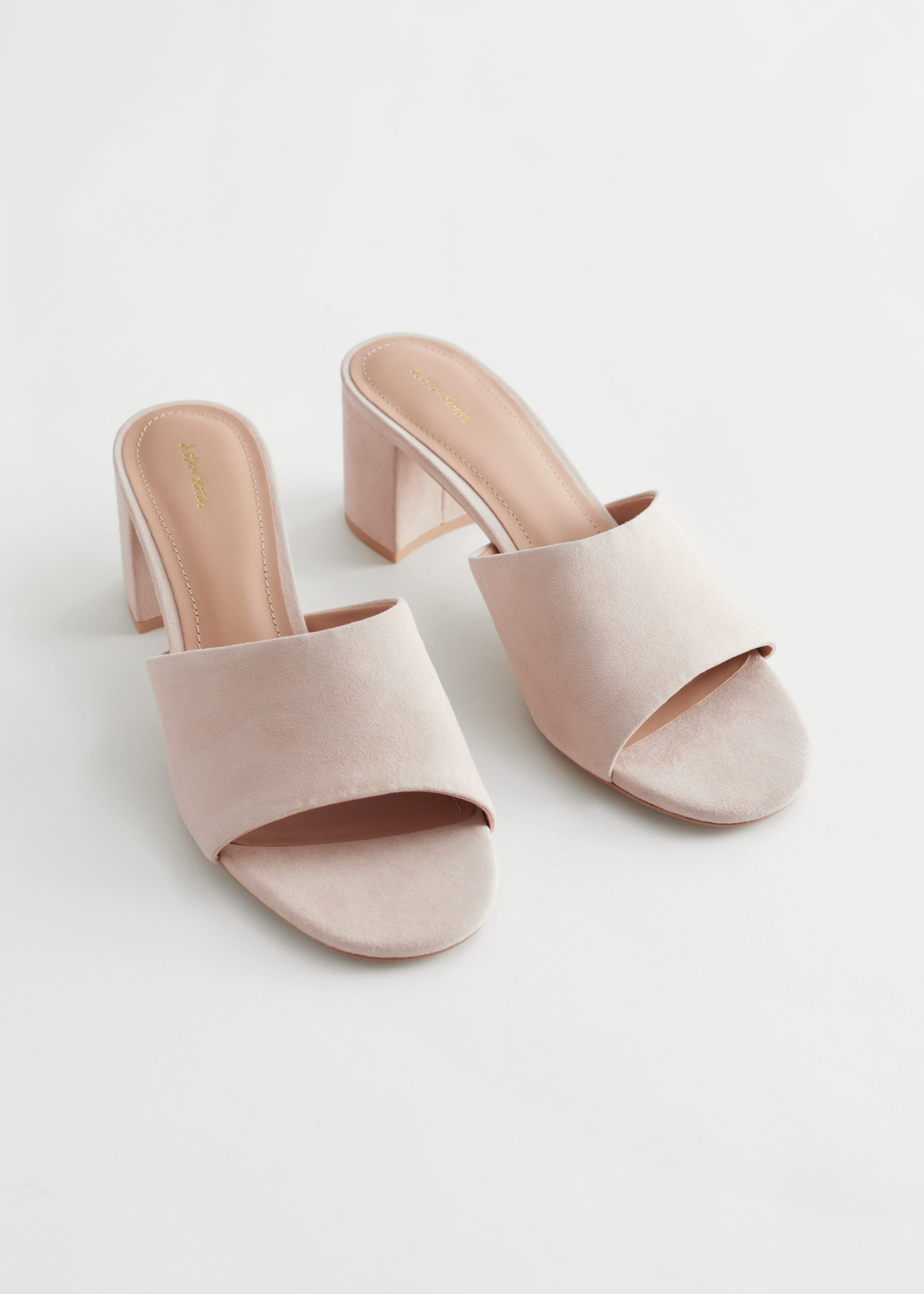 Image of Suede Block Heel Mule Sandals