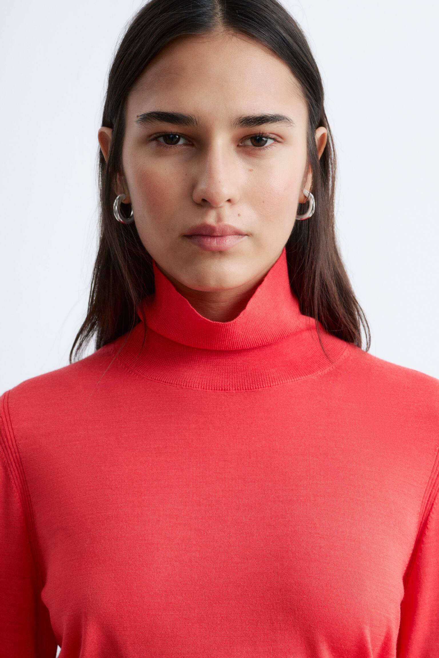 Maglia in stile polo in lana merino - Rosso - 7