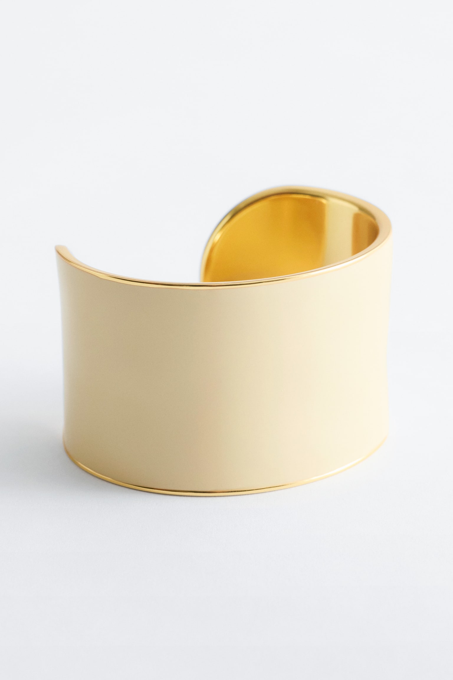 Bracelet manchette bicolore - Crème/Doré/Noir/Doré - 1
