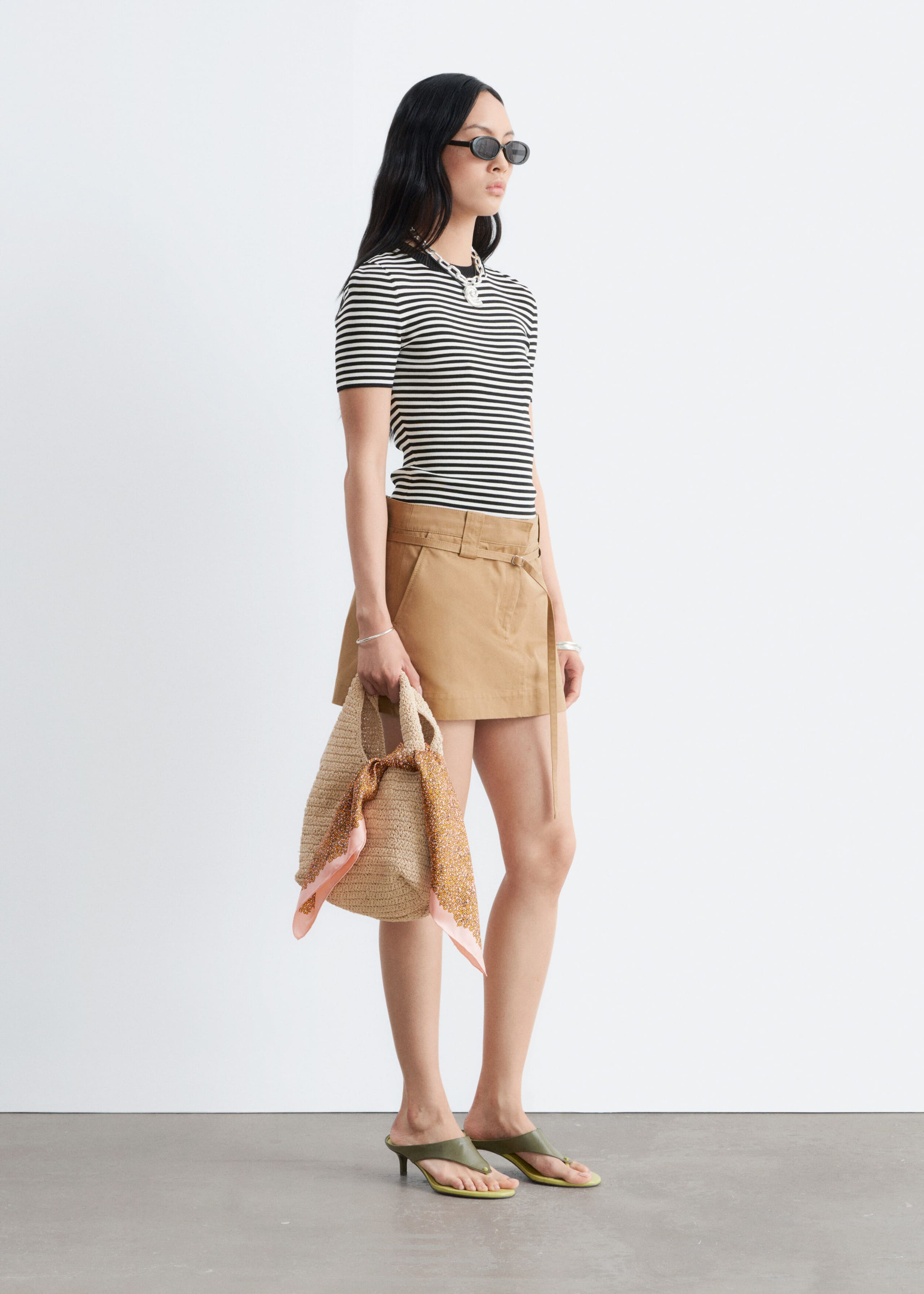 Ribbed T-Shirt - Black/White/Striped - Lookbook