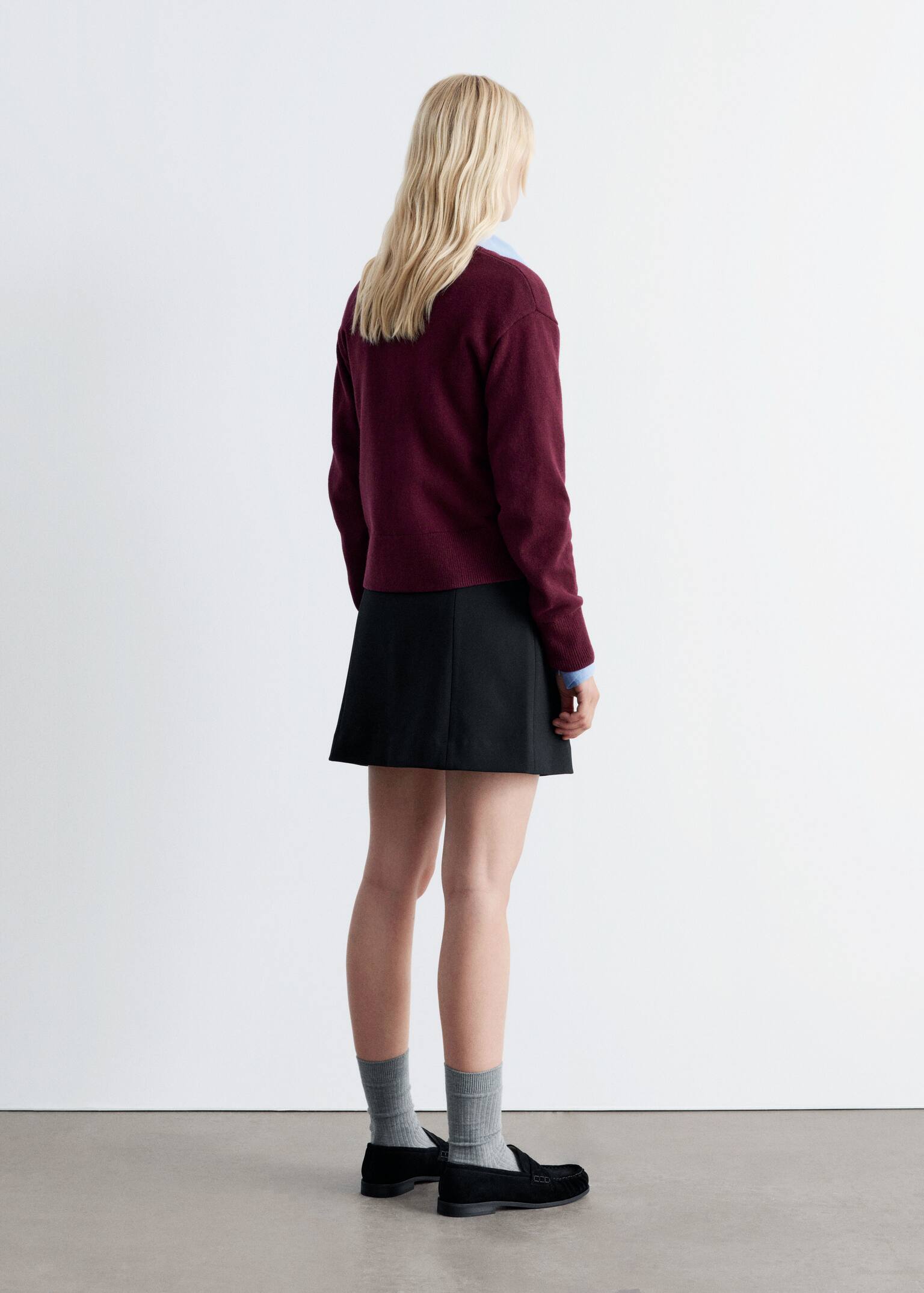 Cardigan en laine mélangée - Rouge foncé/Taupe/Noir/Marron clair - 4