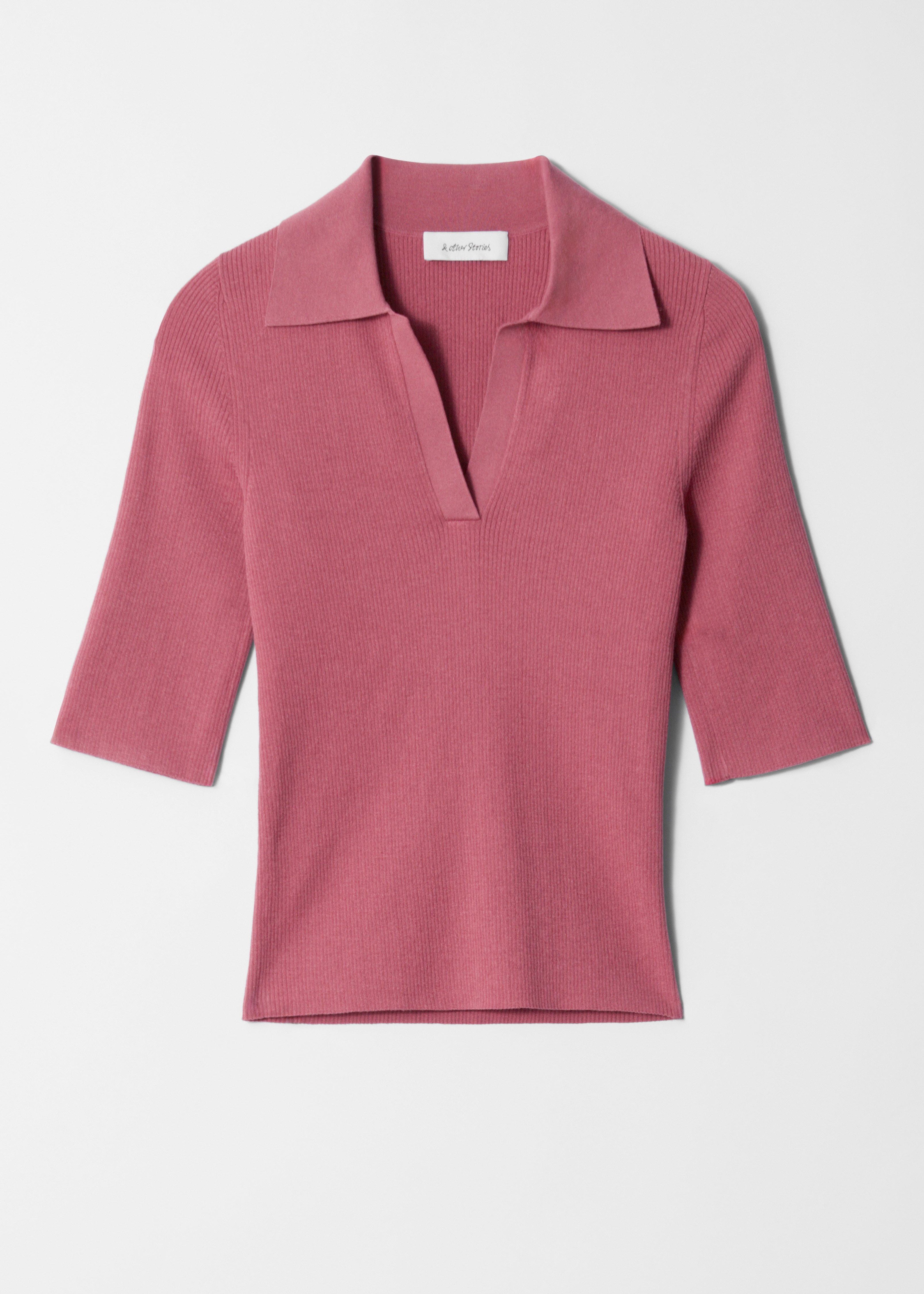 Top s krátkým rukávem a límečkem - Tmavě růžová/Tmavě modrá/Bílá/Žlutá