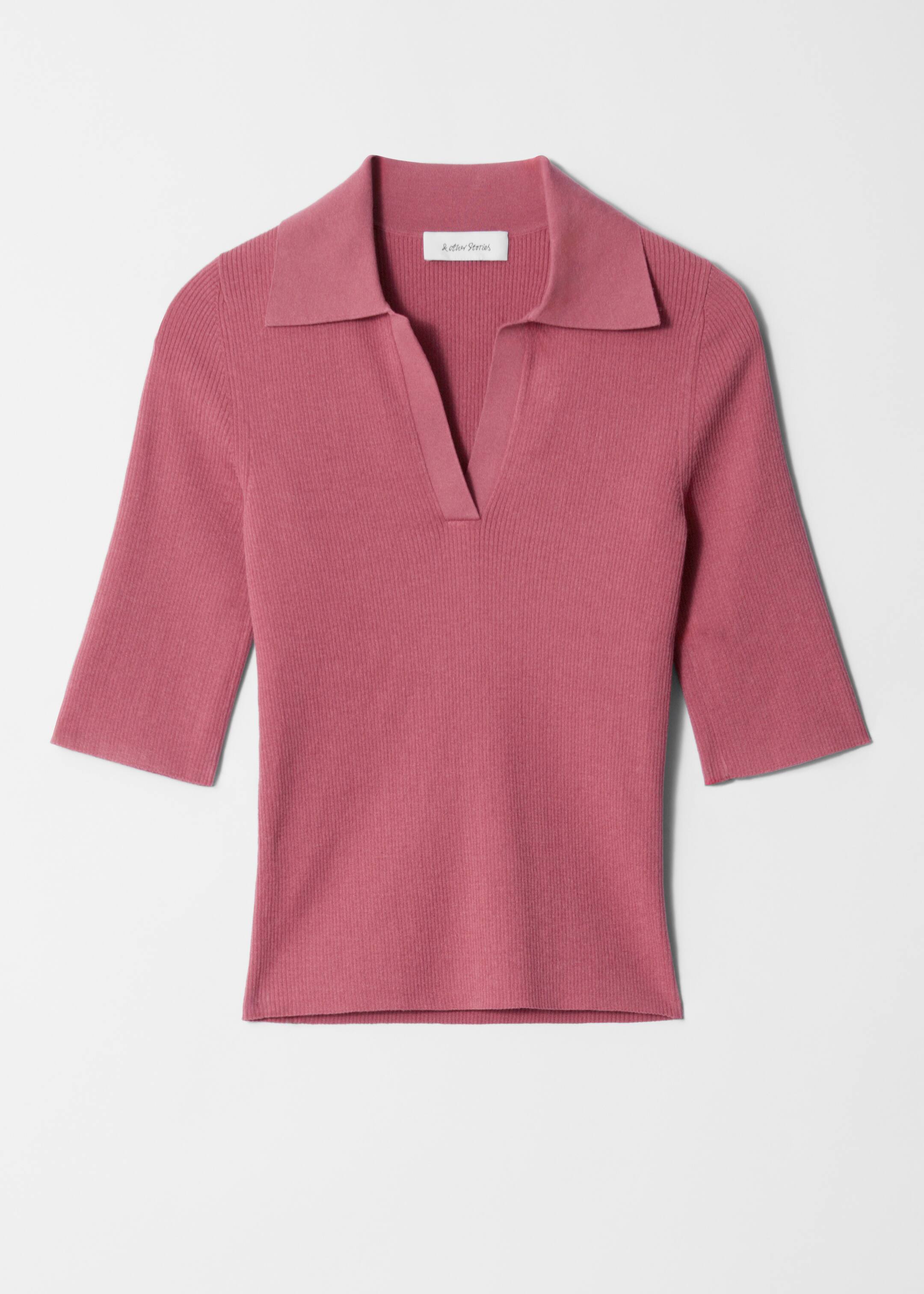Ingrandisci l'immagine: Collared Short-Sleeve Top - Dark Pink - DONNA | H&M CH 5