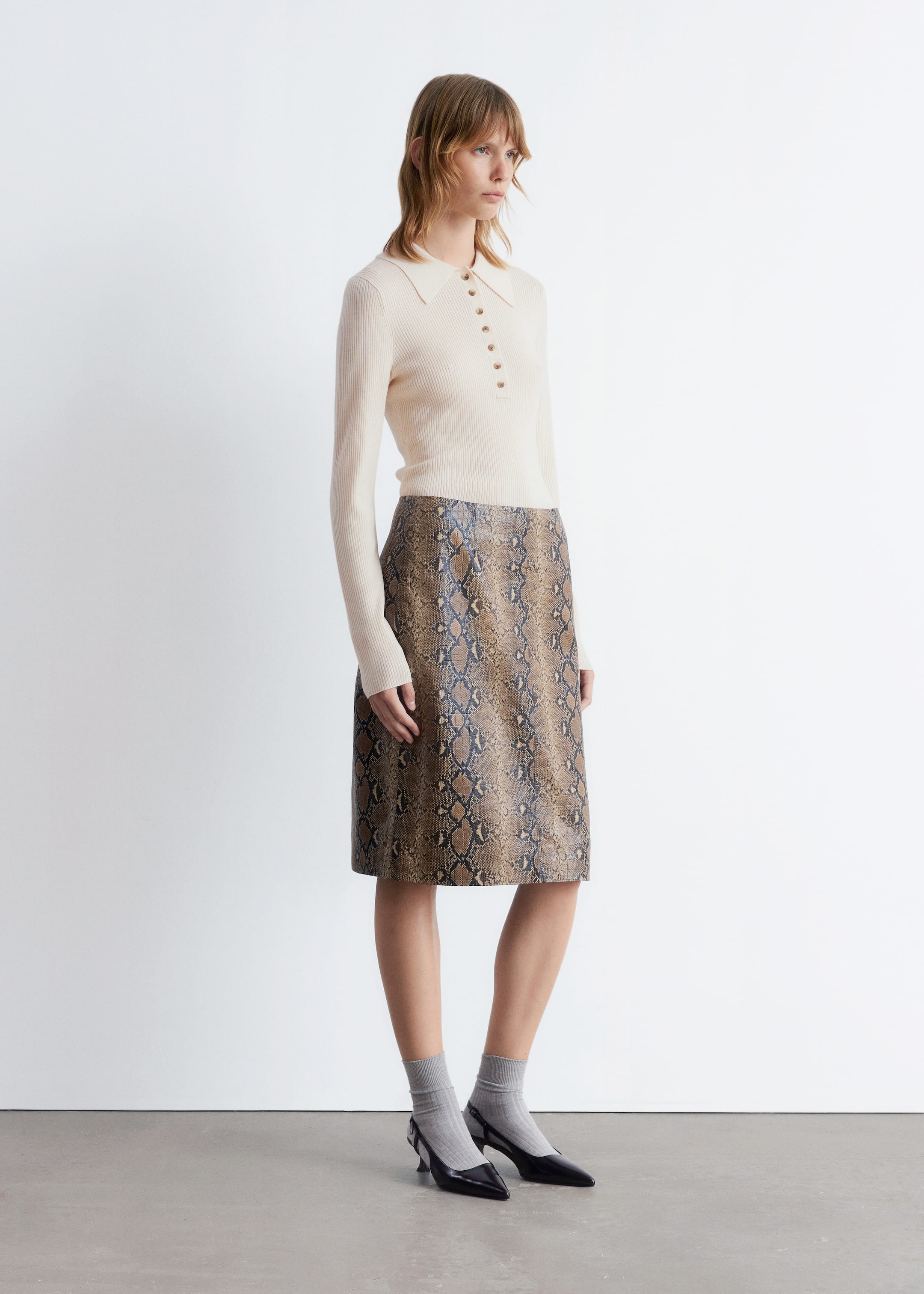 Visualizza immagine più grande: Maglia stile polo in lana merino a maniche lunghe - Bianco crema - DONNA | H&M IT 4