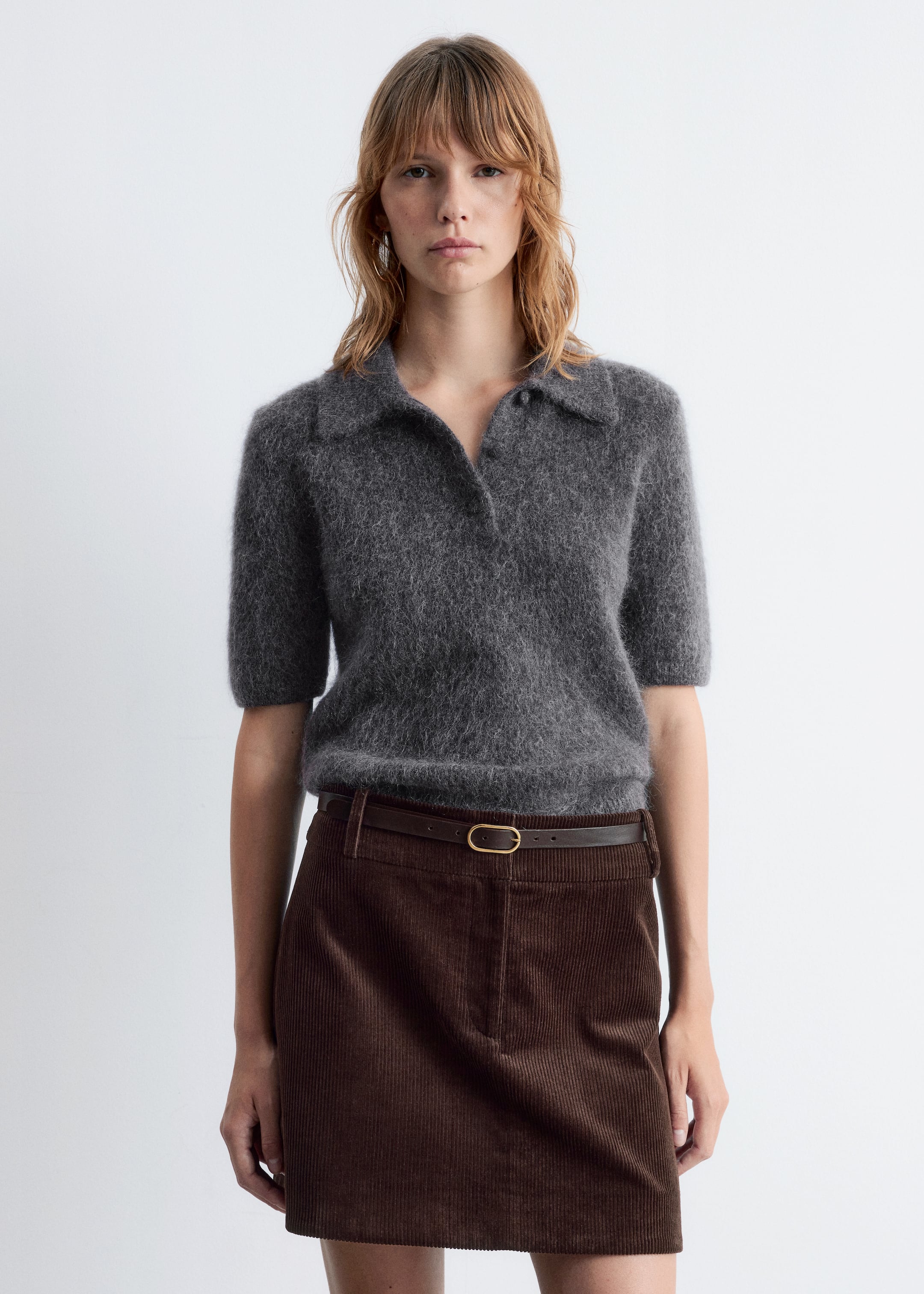 Größeres Bild ansehen: Polo-T-Shirt mit gebürsteter Textur - Dunkelgrau - Ladies | H&M DE 1