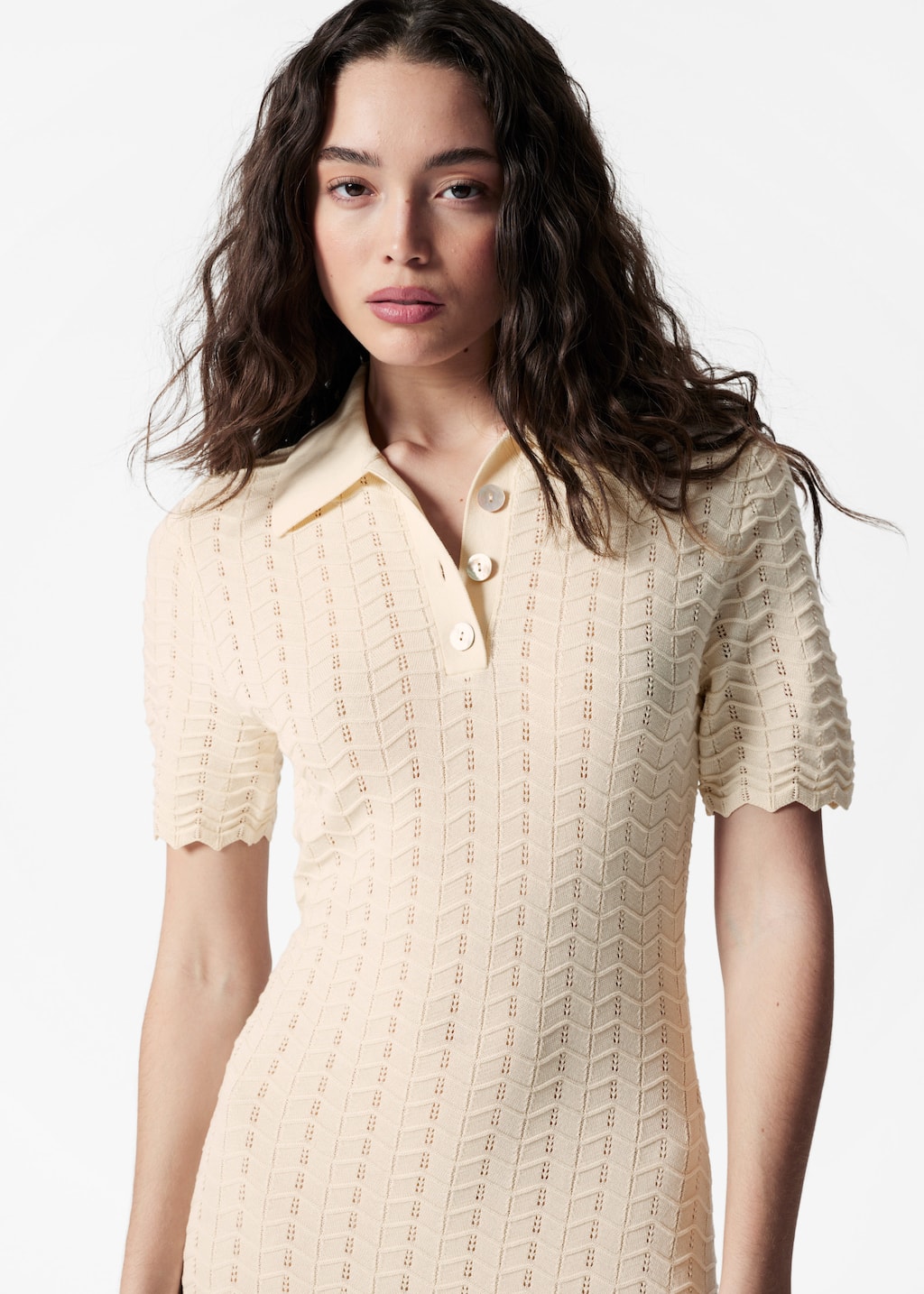 Image of Robe midi en maille pointelle