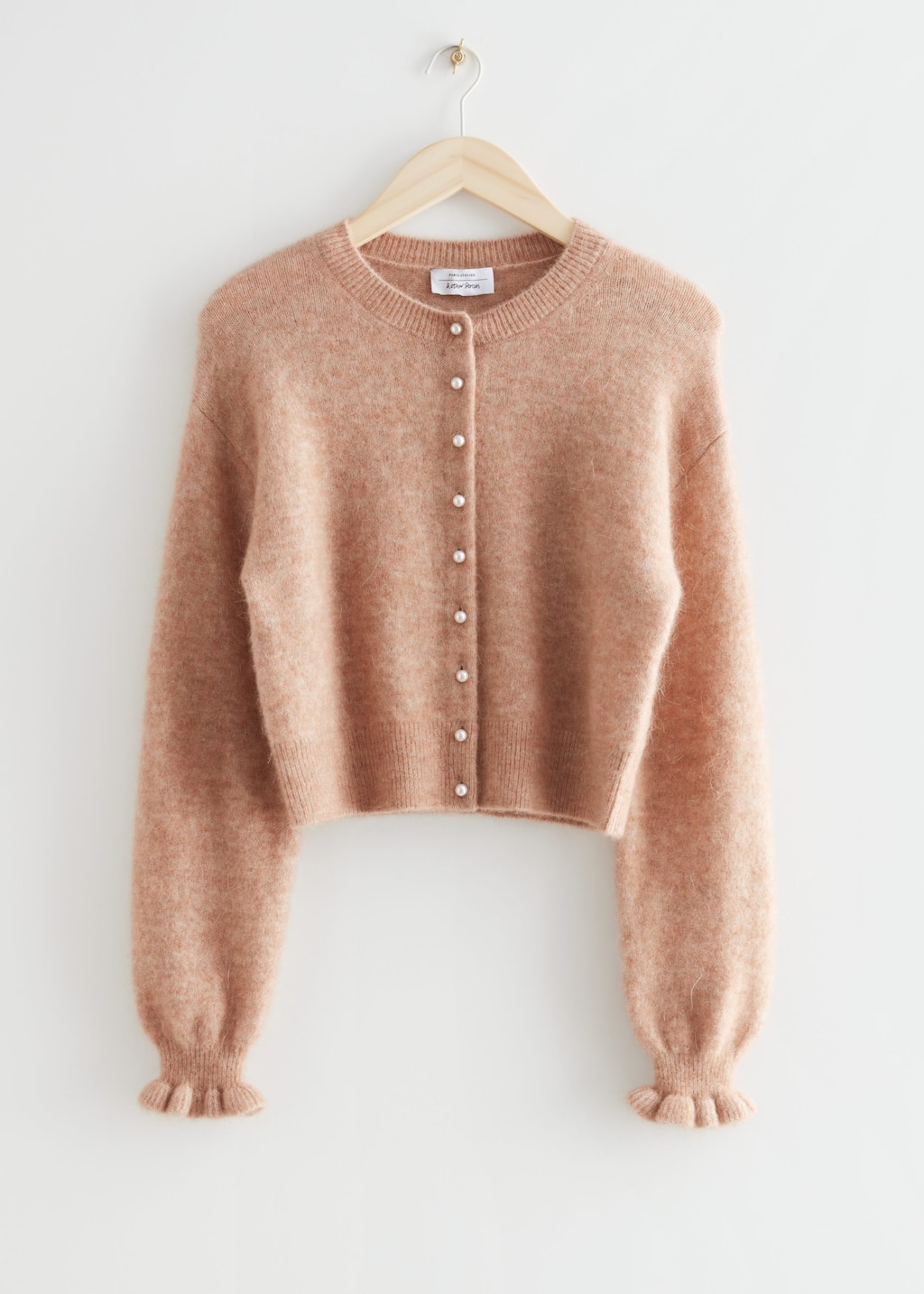 Frill Cuff Knit Cardigan - Beige - Still Life