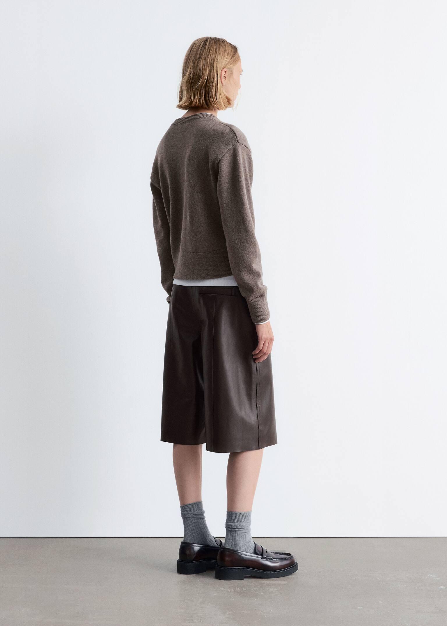 Strickjacke aus Wollmix - Graubraun/Dunkelrot/Schwarz/Hellbraun - 4