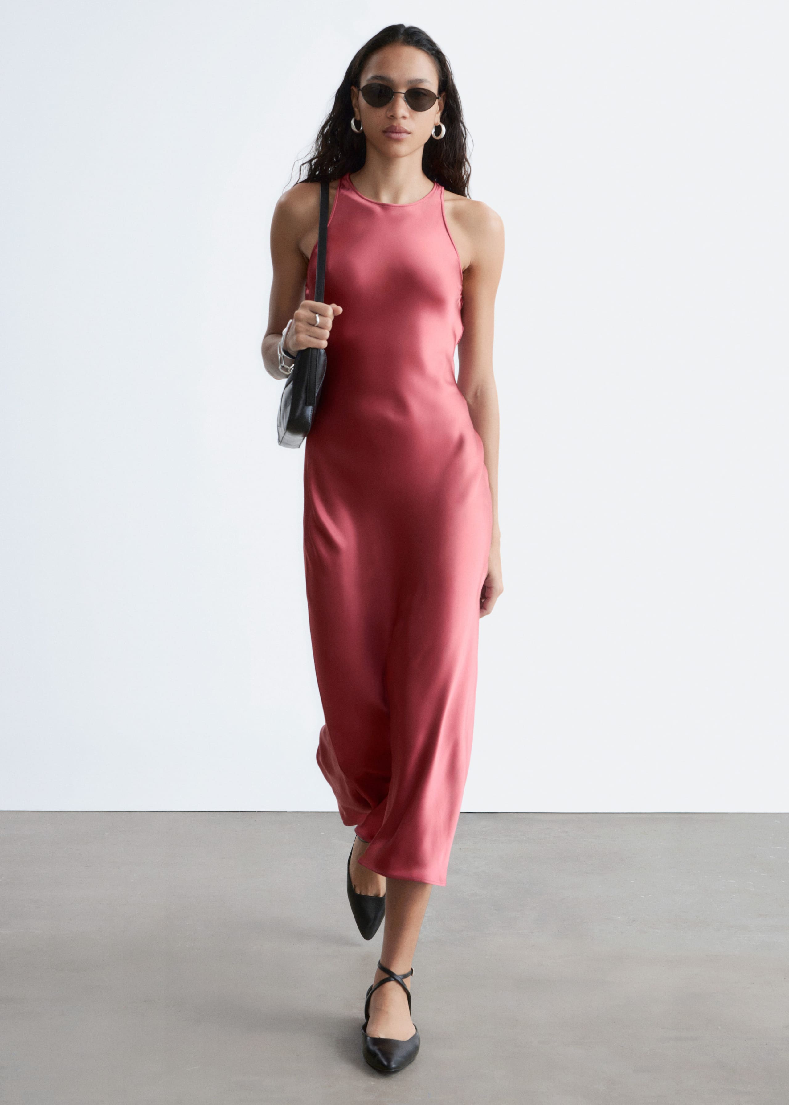Image of Sleeveless Satin Midi Dress
