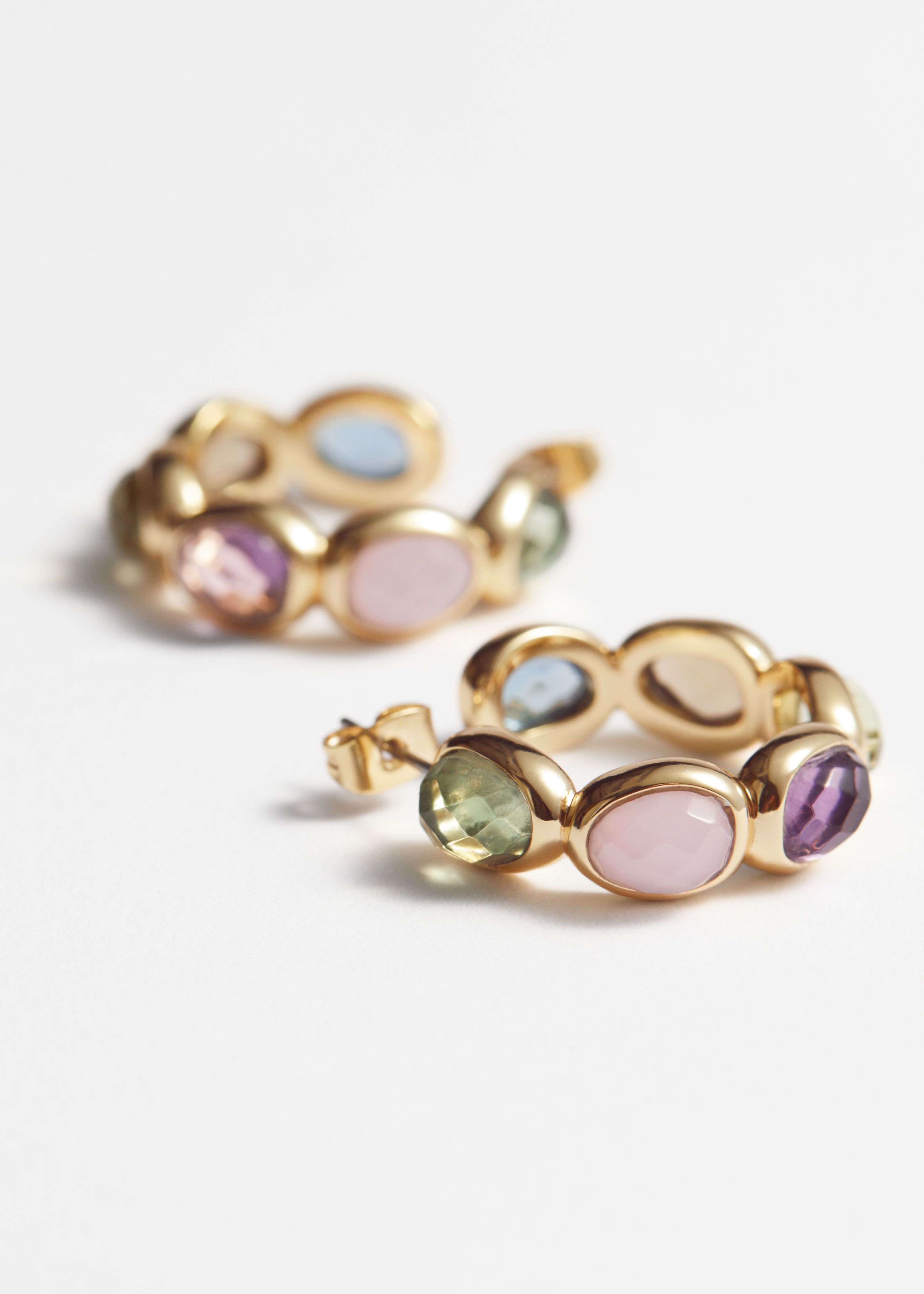 Orecchini a cerchio con cristalli colorati - Oro/Oro