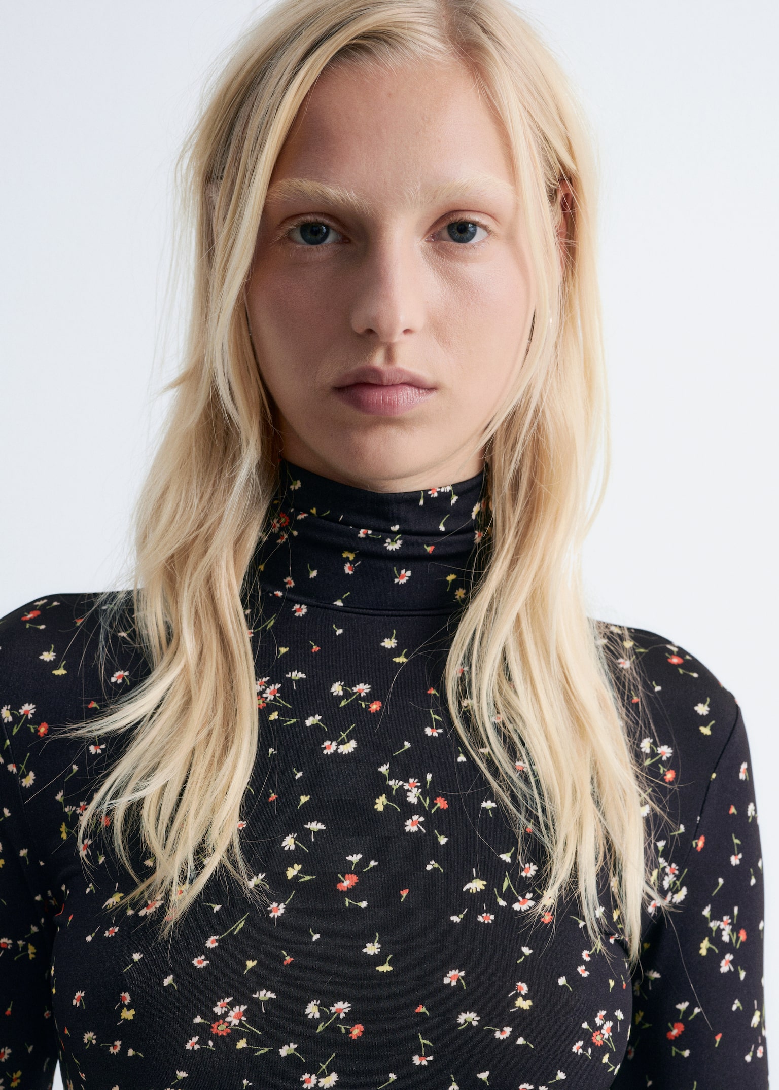 Slim Fit Turtleneck Top - Black/Red Florals/Purple/Black Checked/Light Purple - 1