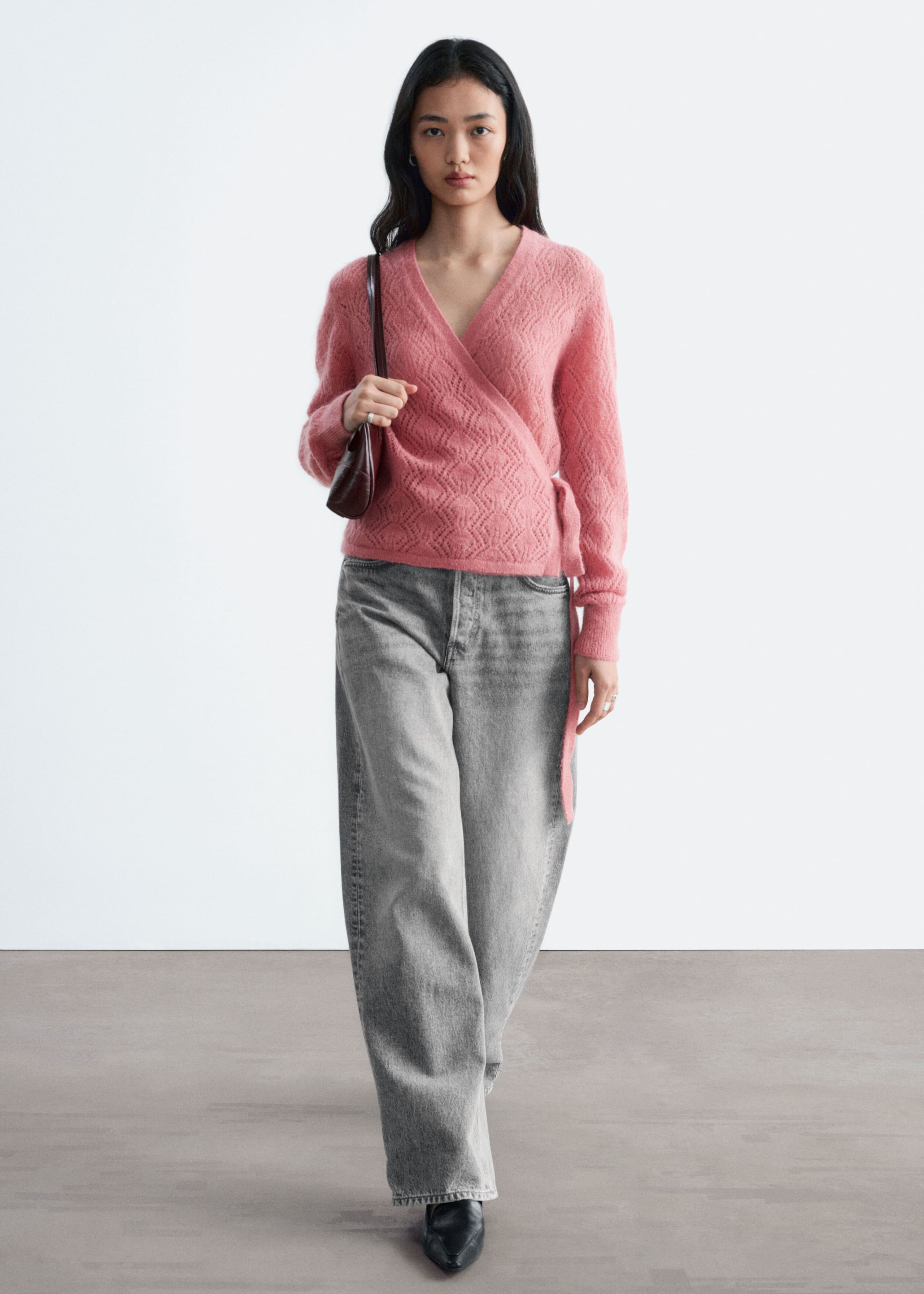 Mohair-Blend Pointelle Cardigan - Pink - Still Life