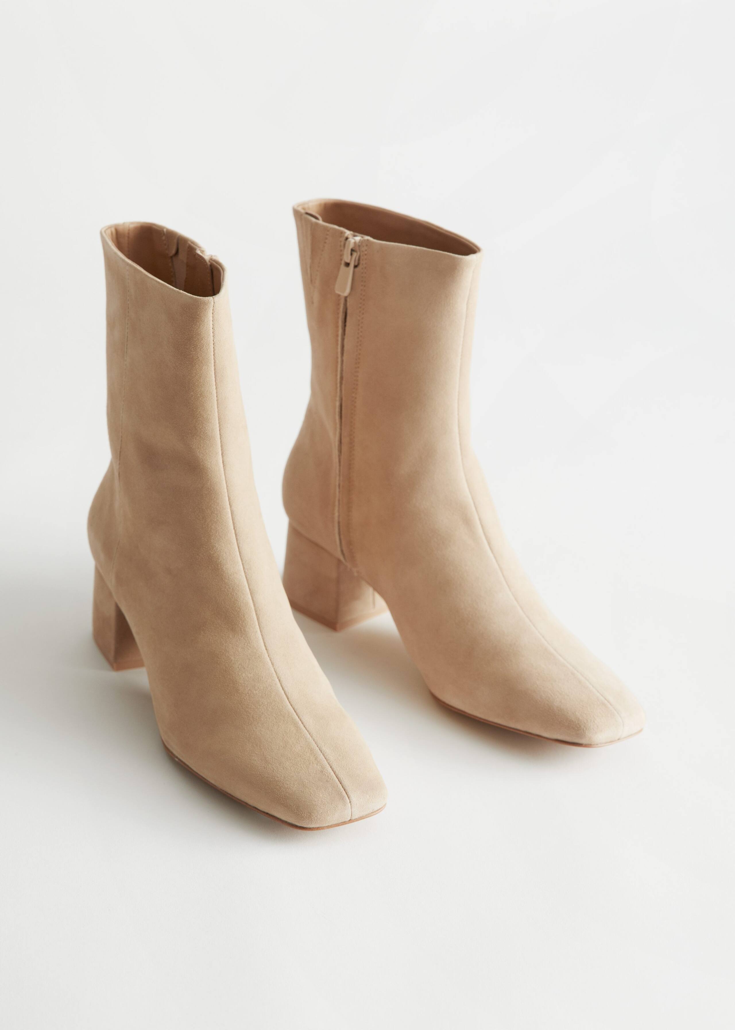 Block Heel Leather Boots - Leather - Natura morta