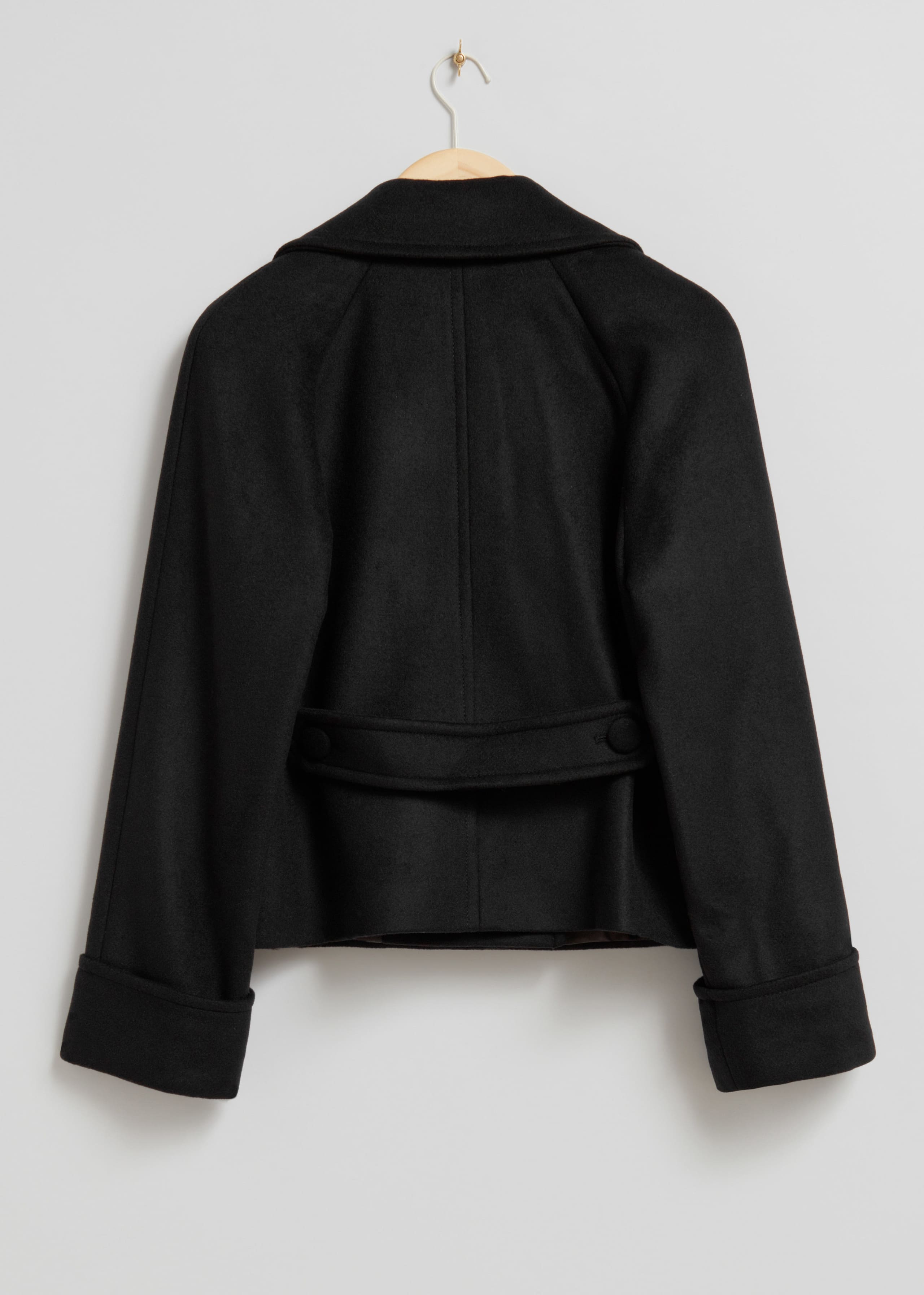 Cropped Pea Coat - Black - Still Life