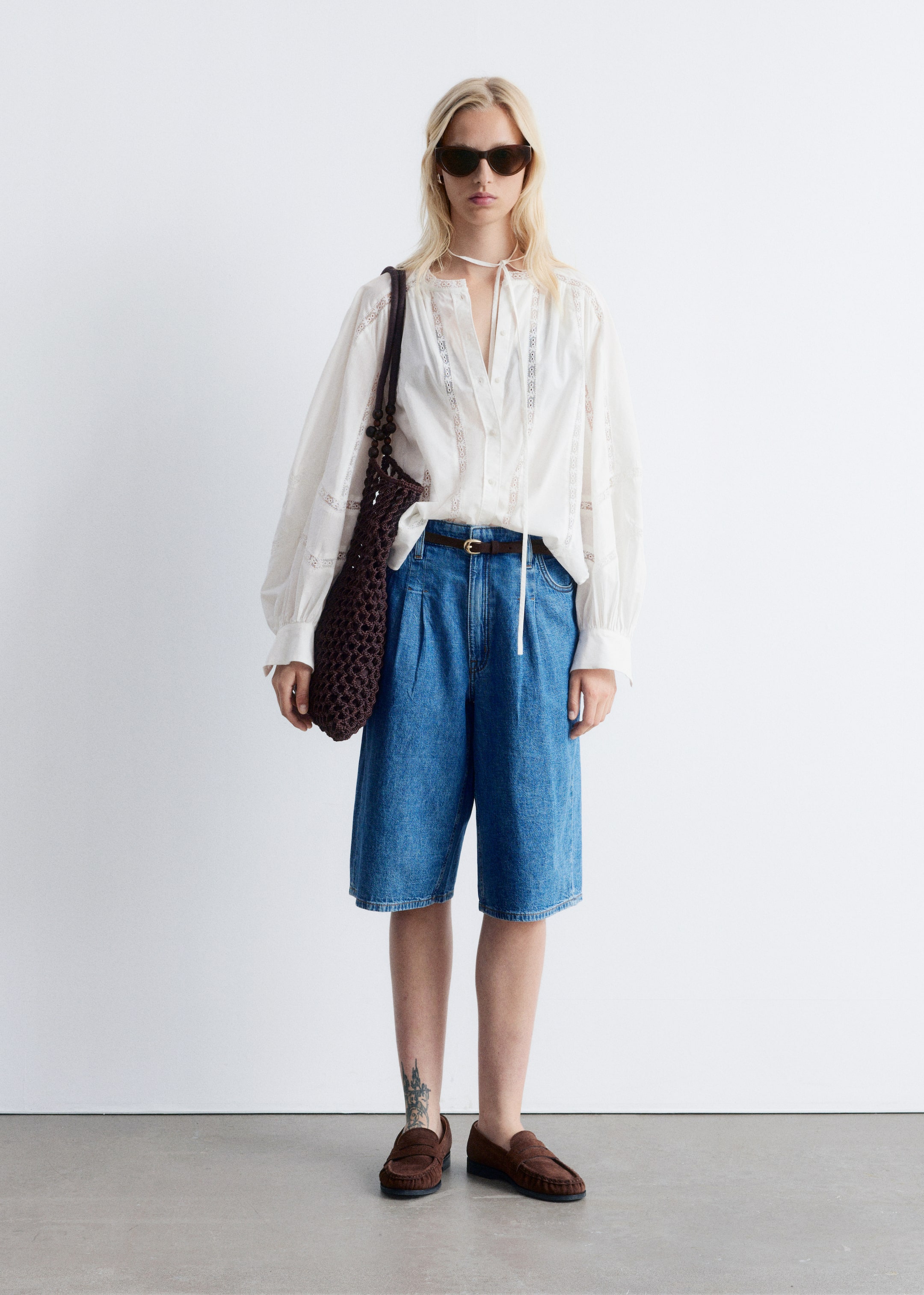 Agrandir l'image: Blouse ample bordée de dentelle - Blanc - FEMME | H&M FR 2
