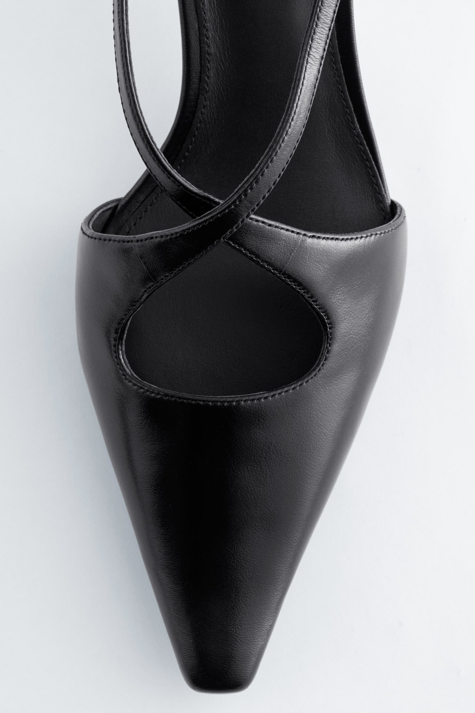 Leren slingback-pumps met gekruiste bandjes - Zwart/Rood - 3