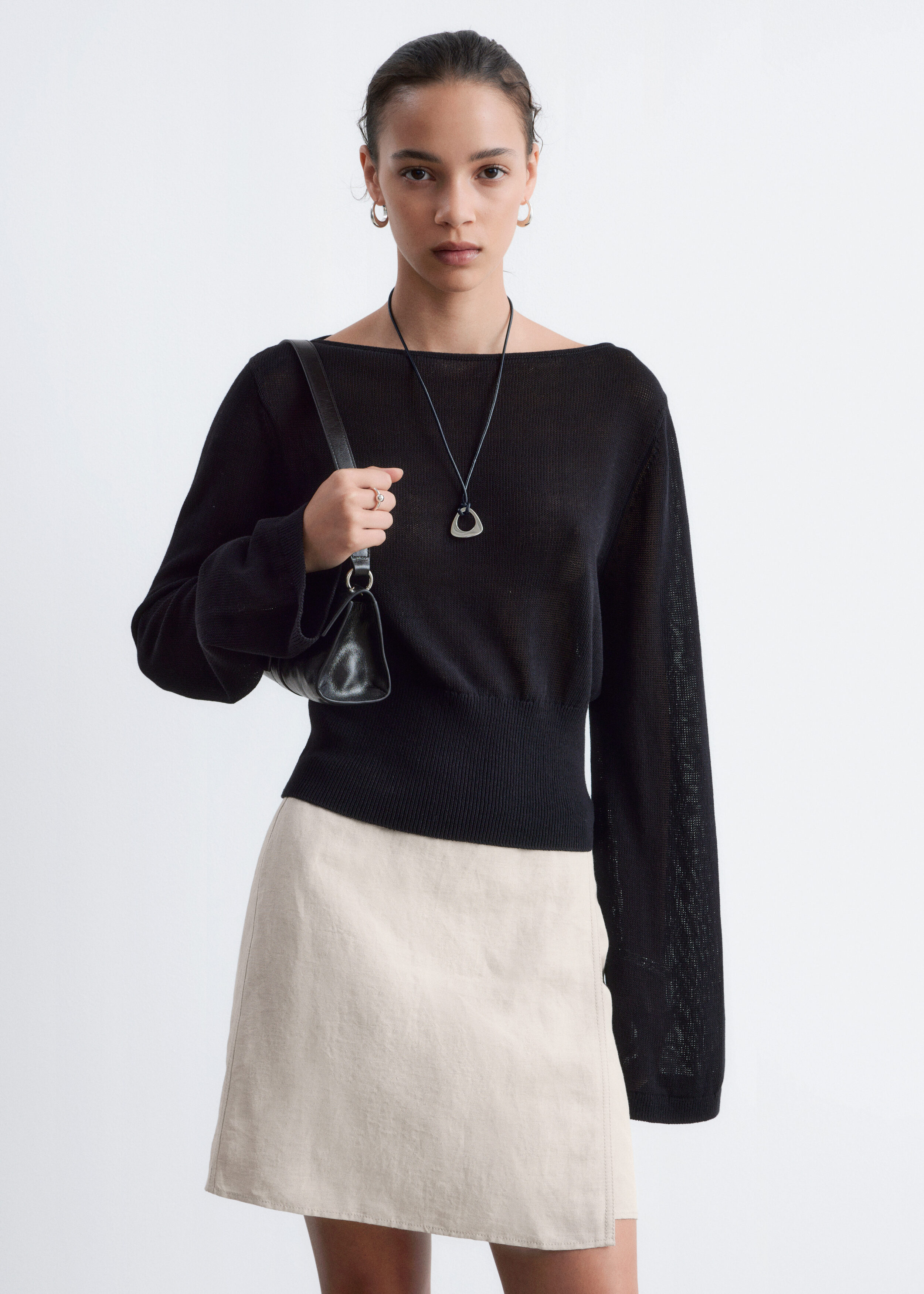 Rolled Edge Boat-Neck Top