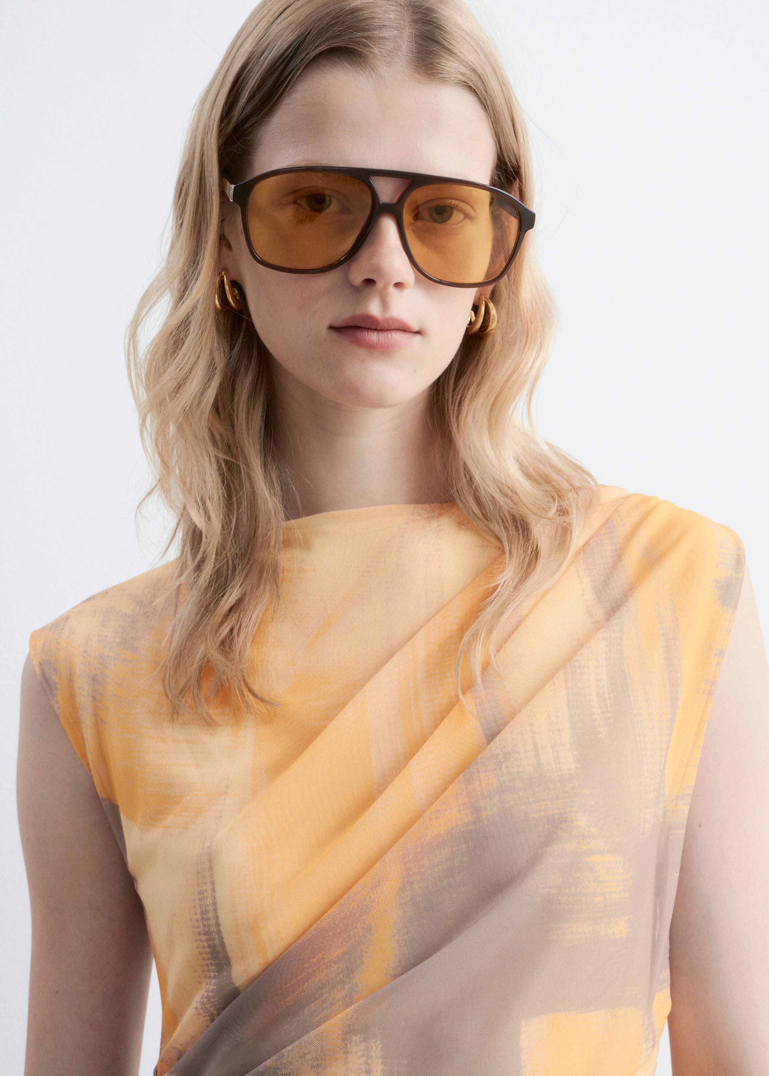 Oversized Aviator Sunglasses - Brown/Yellow - Still Life