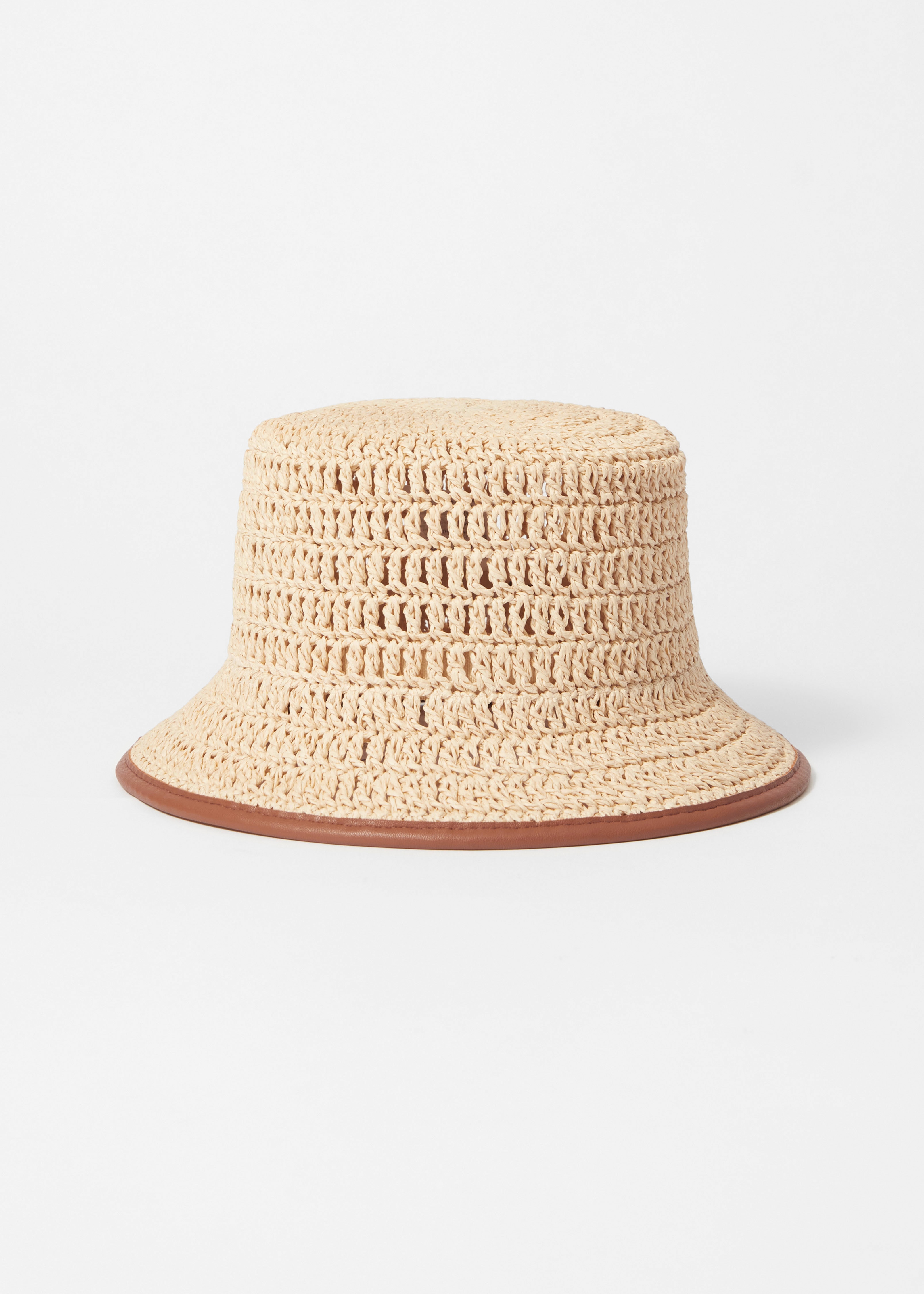 Bob en paille à la bordure contrastée - Beige clair