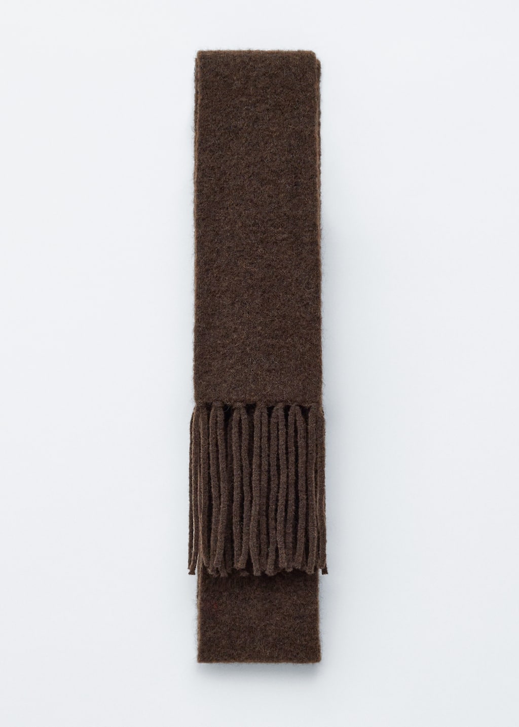 Image of Alpaca-Blend Fringed Slim Scarf