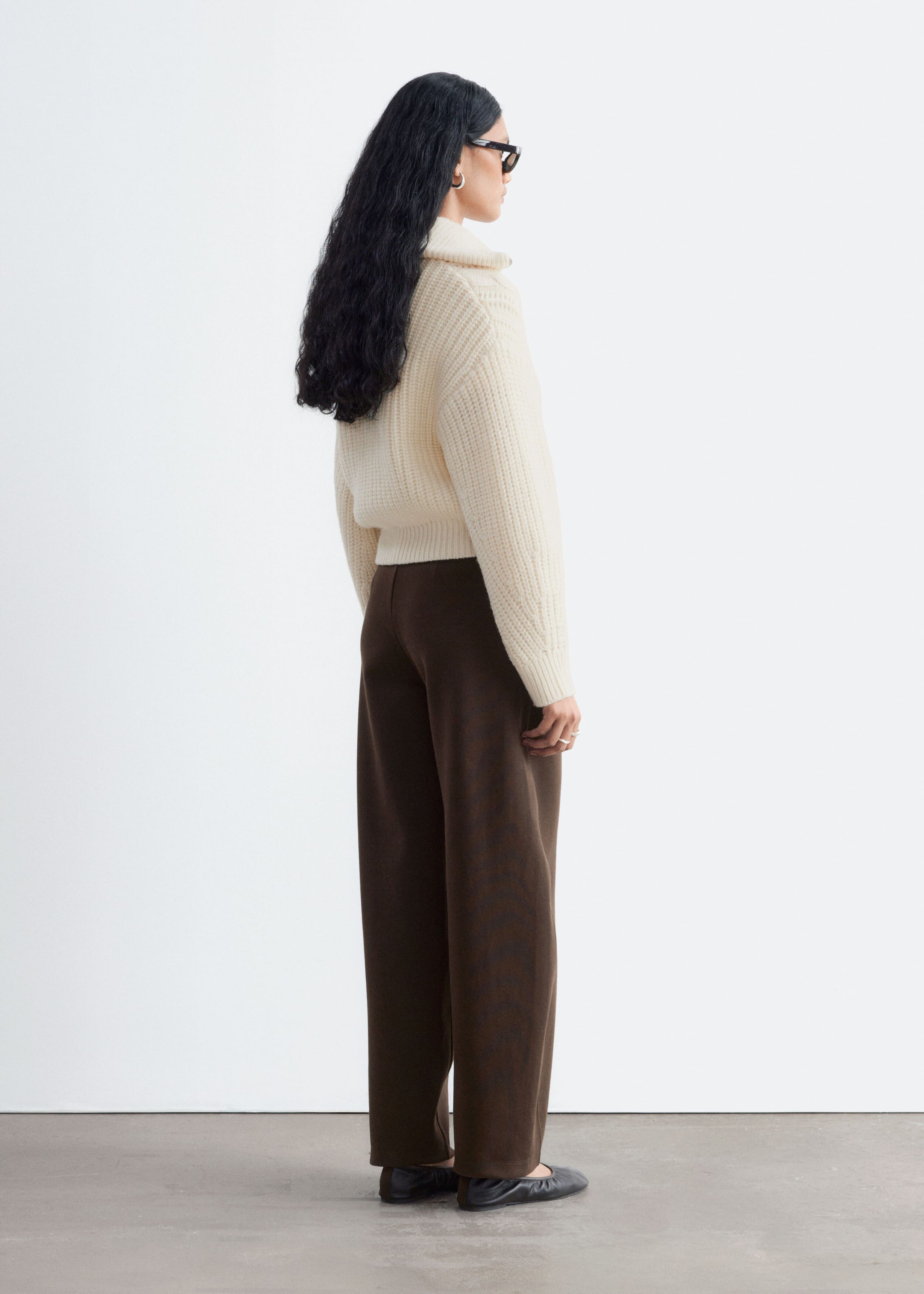 Scuba Jersey Trousers - Dark Brown - Lookbook