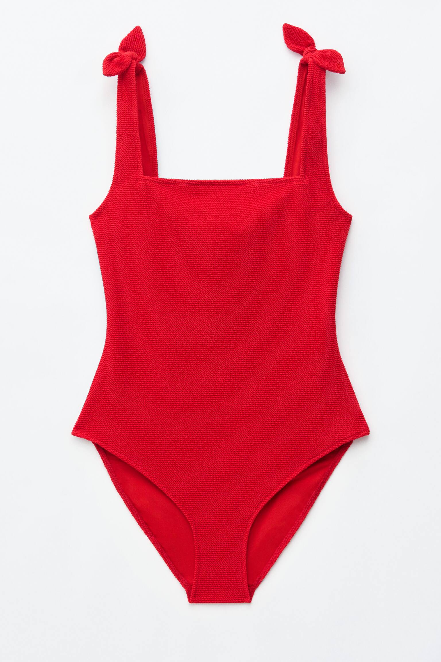 Maillot de bain texturé à nouer-Rouge - 2