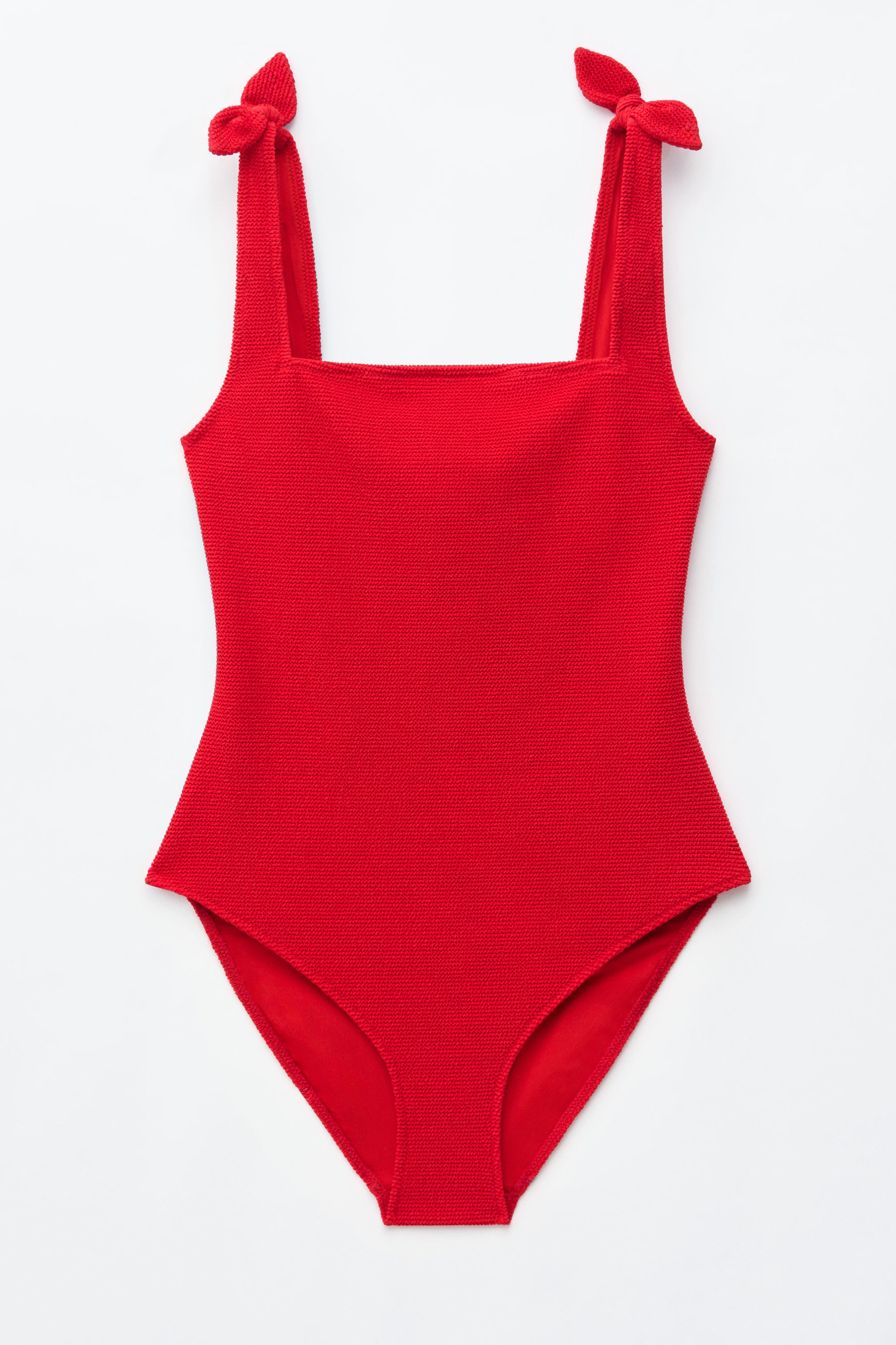 Преглед на по-голямо изображение: Цял бански с текстура и панделка - Червен - ЖЕНИ | H&M BG 1