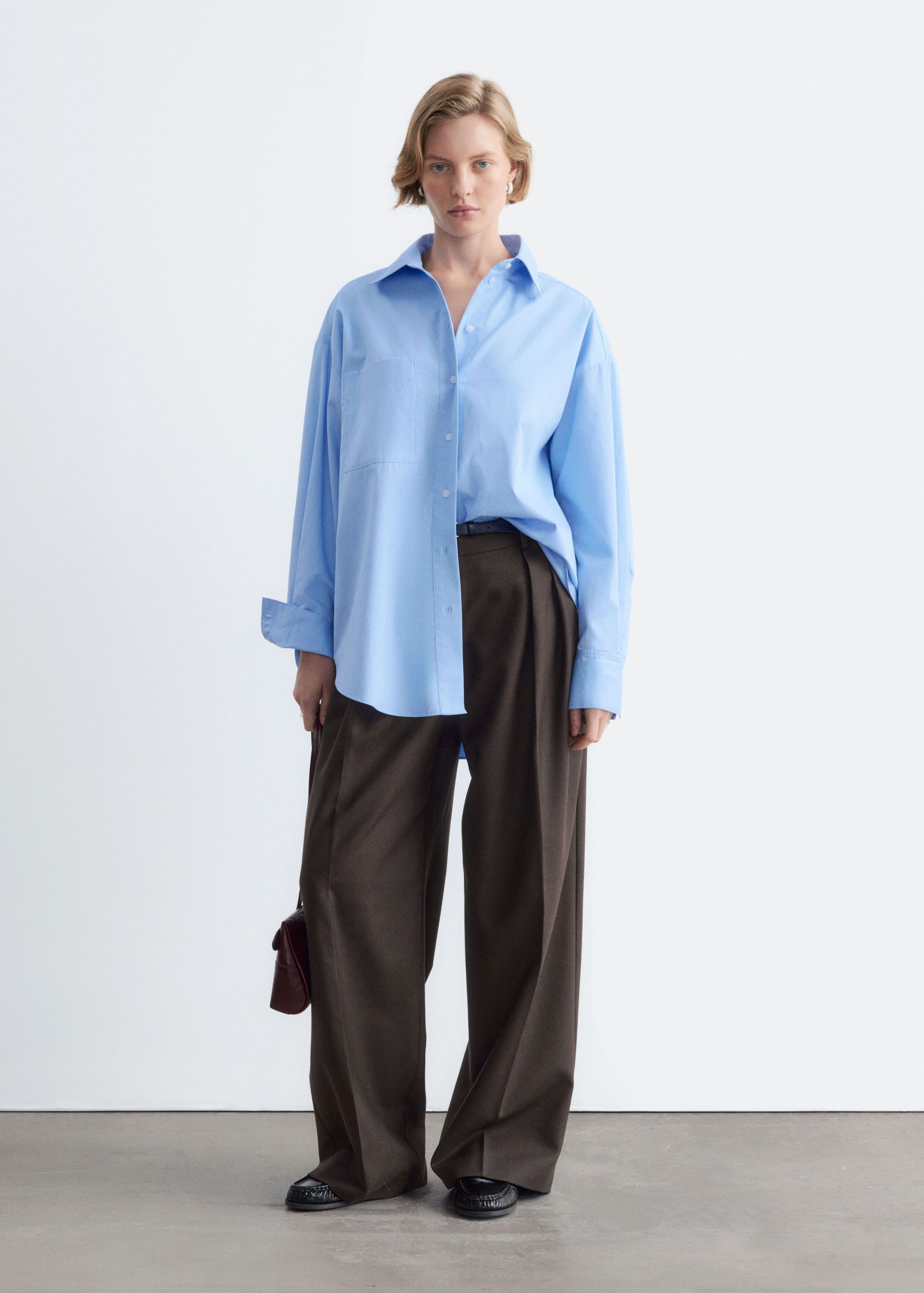 Pantaloni sartoriali in misto lana - Marrone scuro - Lookbook