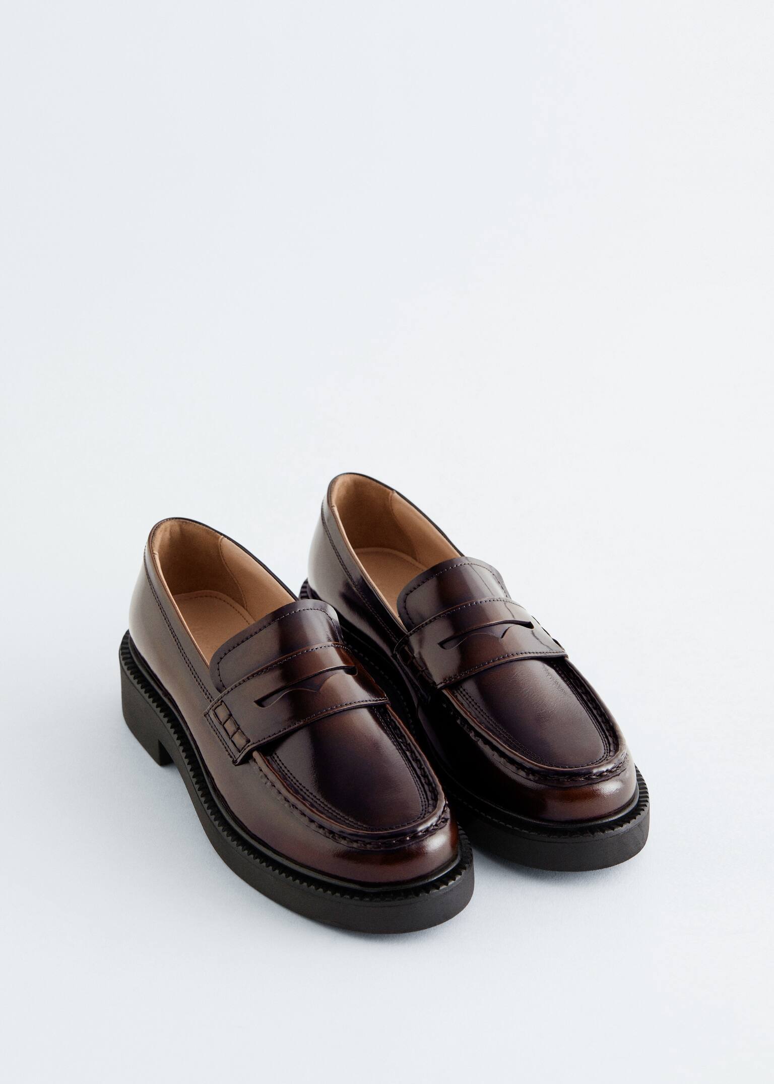 Chunky Leather Loafers - Donkerbruin - 5