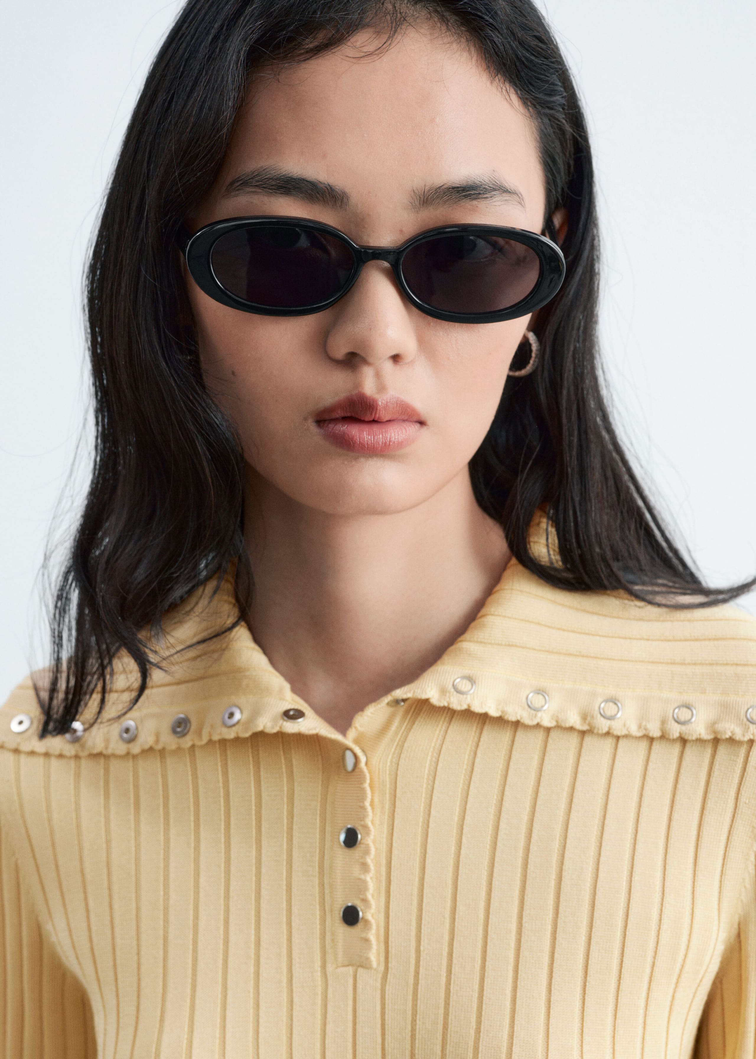 Scalloped Collar Top - Black - Lookbook