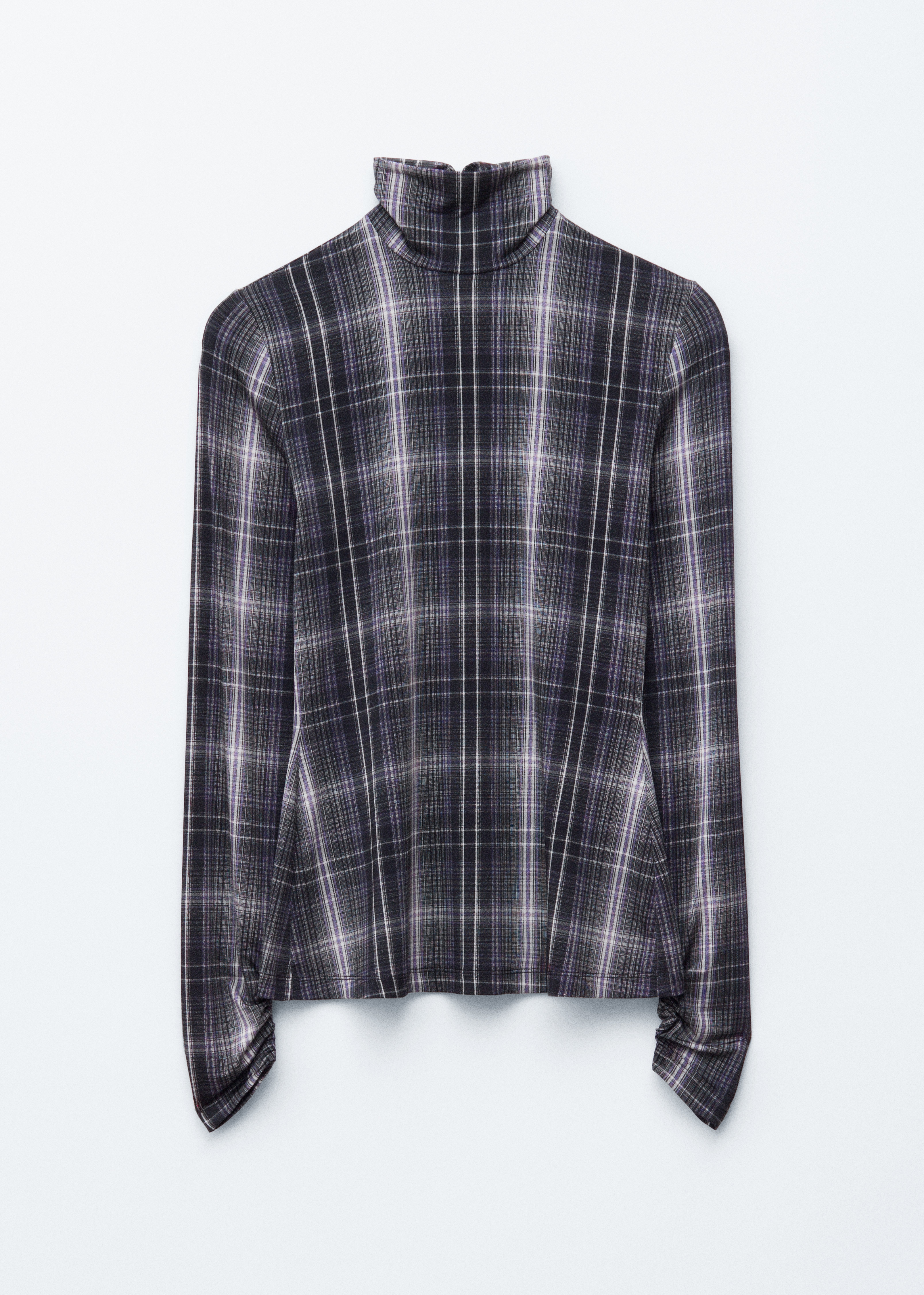 Slim Fit Turtleneck Top - Purple/Black Checked/Black/Red Florals/Light Purple