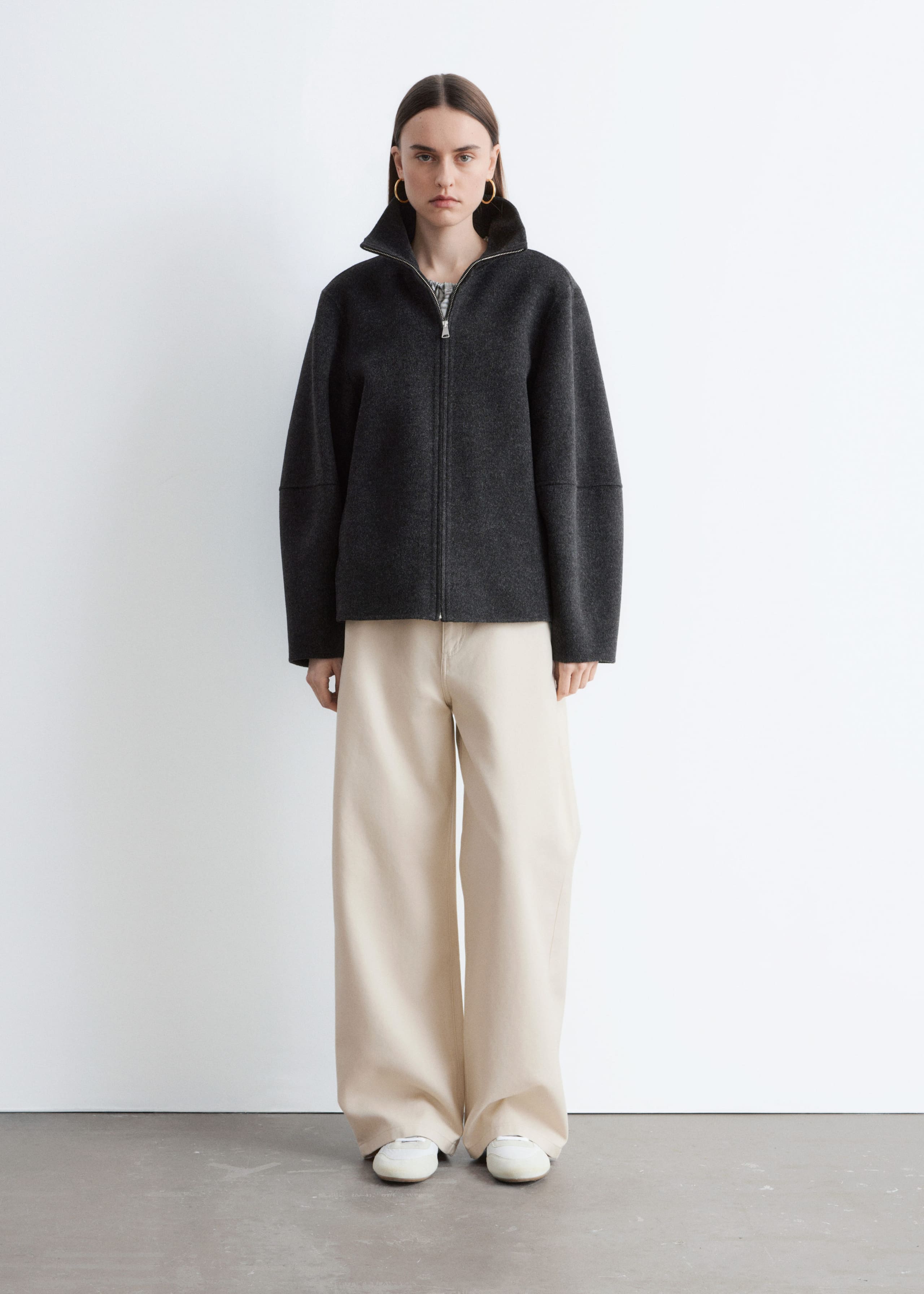 Image of Zip-Up Wool Jacket