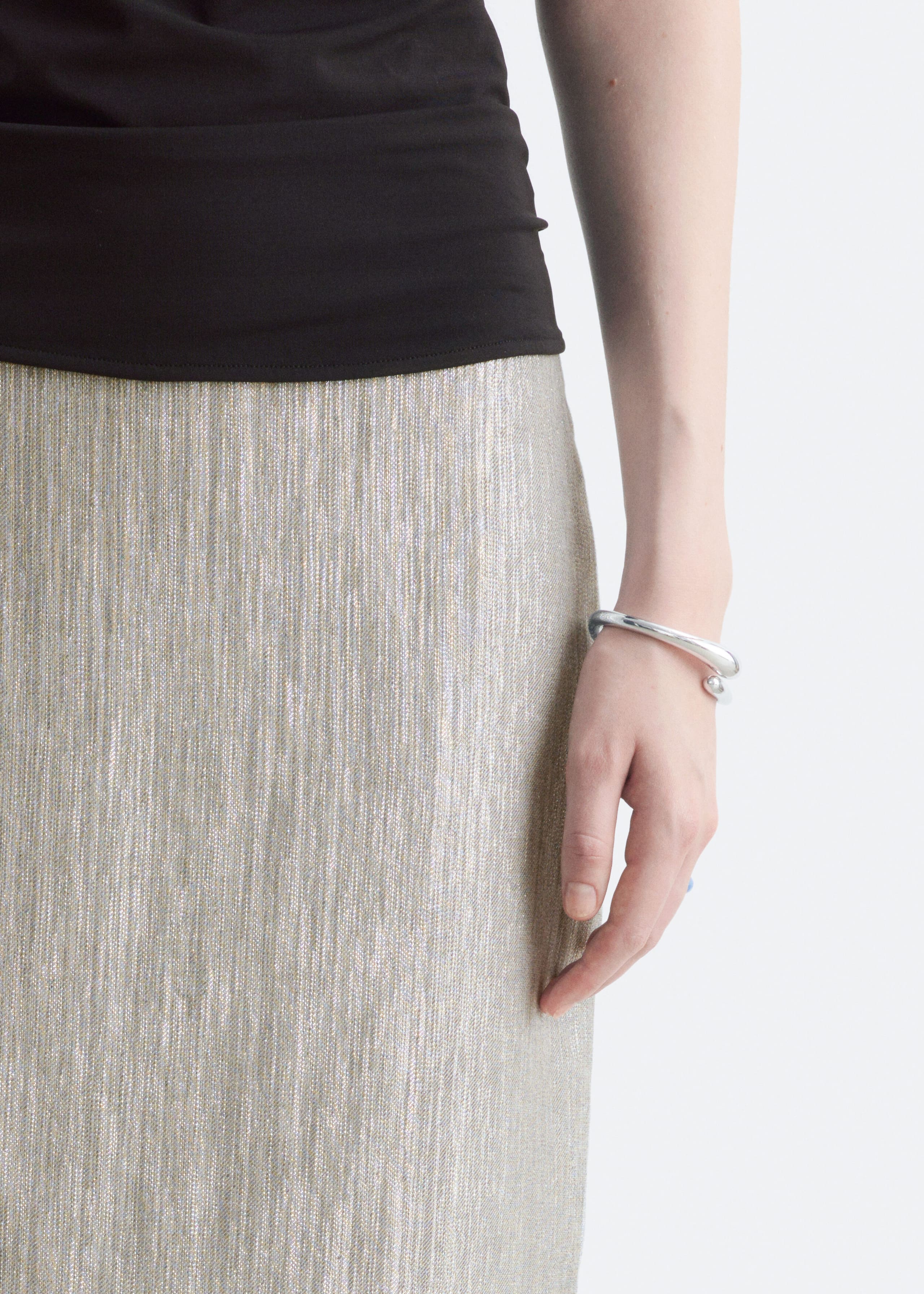 Dobby Column Skirt - Silver - Still Life