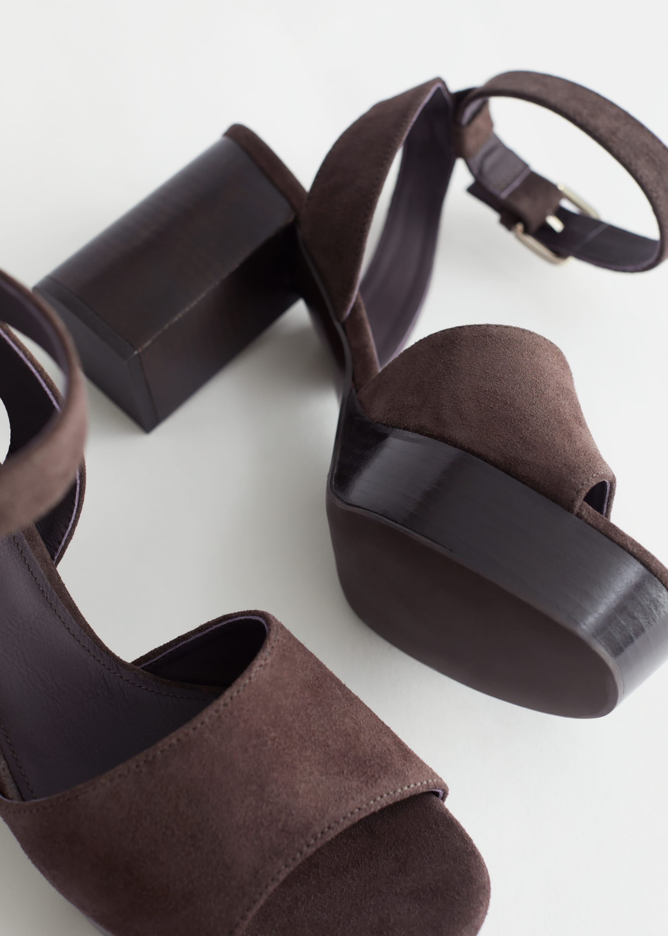 Image of Heeled Peep Toe Suede Sandals