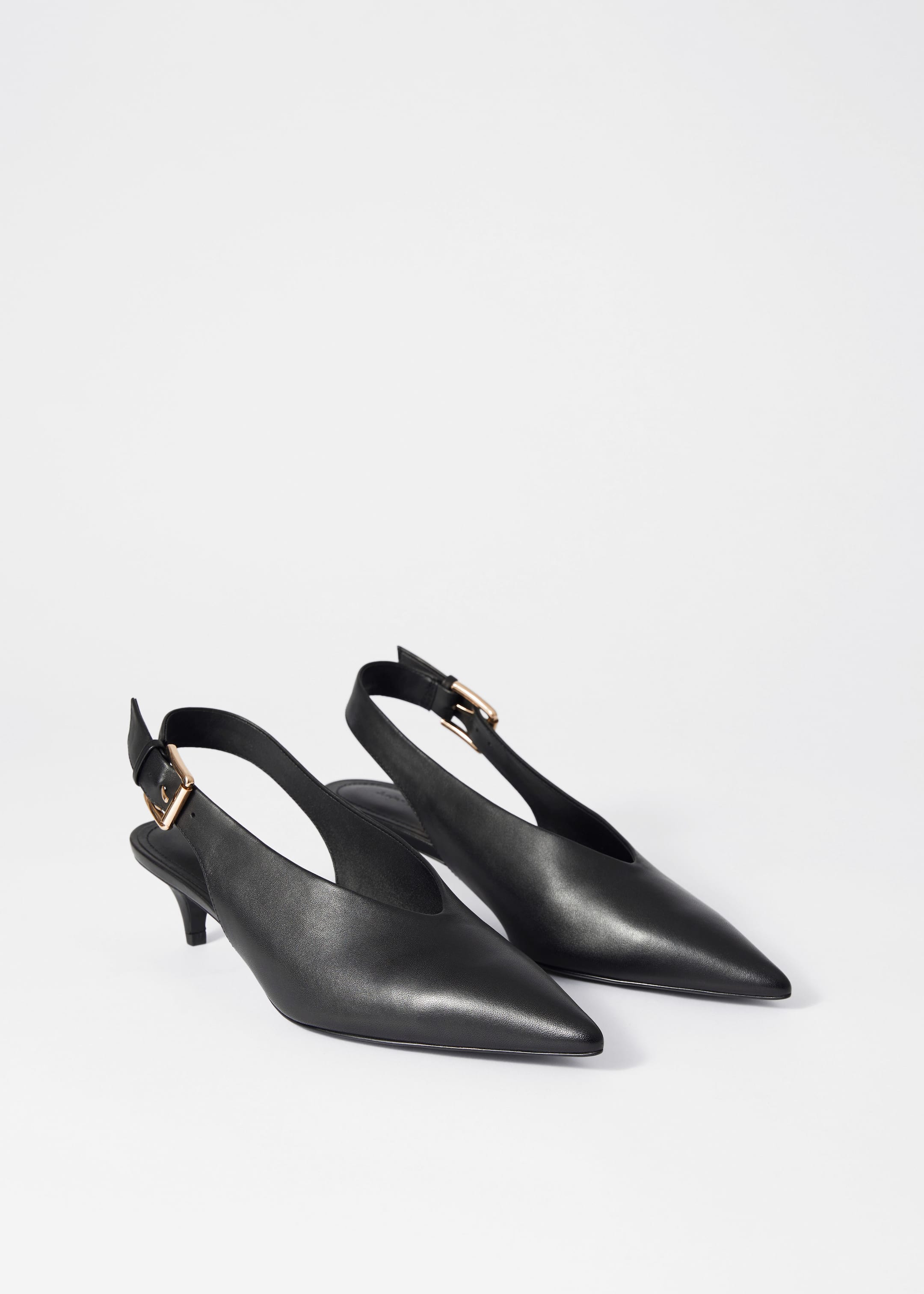 Agrandir l'image: Escarpins en cuir à petits talons et bride arrière - Noir - FEMME | H&M FR 2
