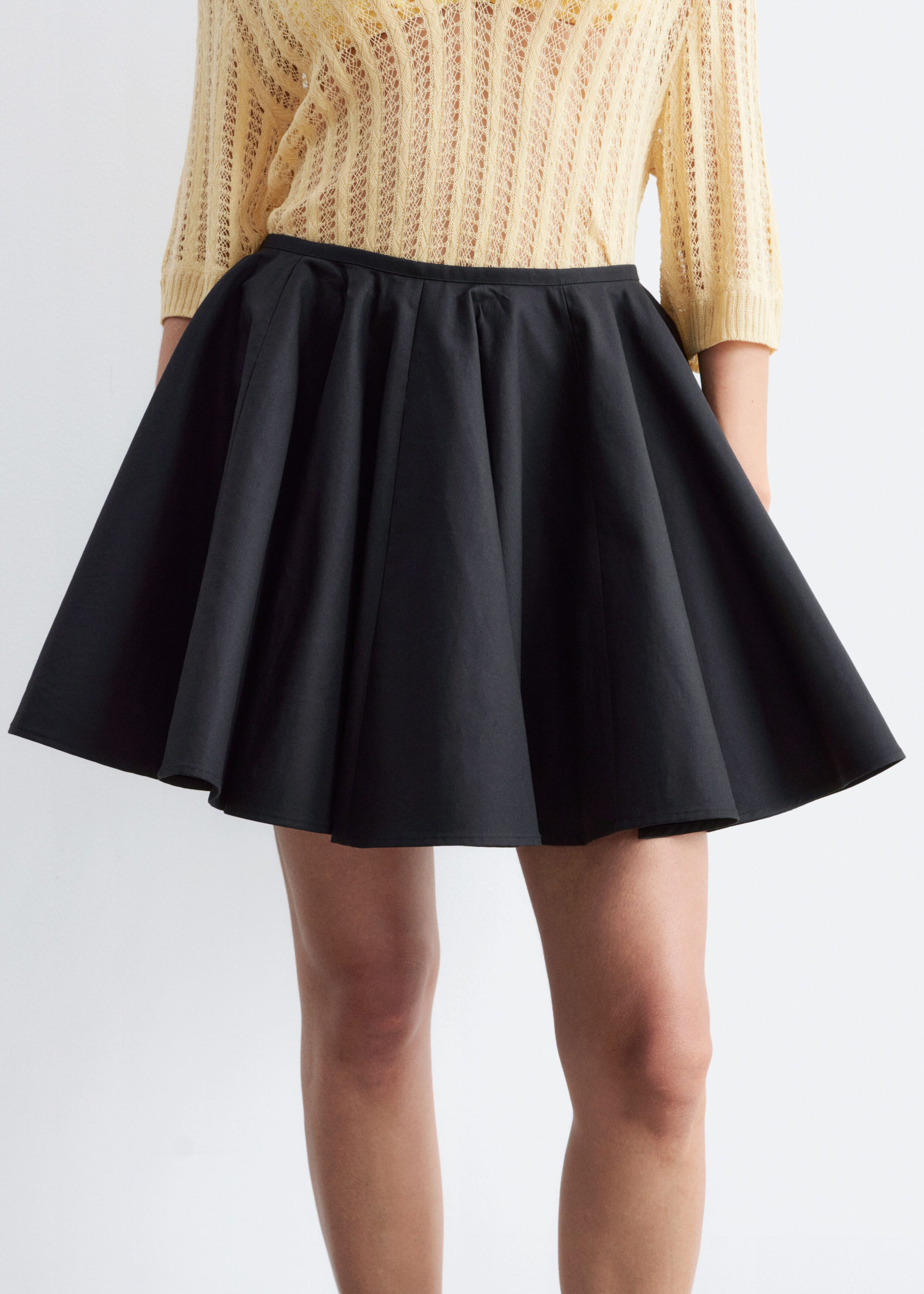 Cotton Circle Mini Skirt - Brown - Lookbook