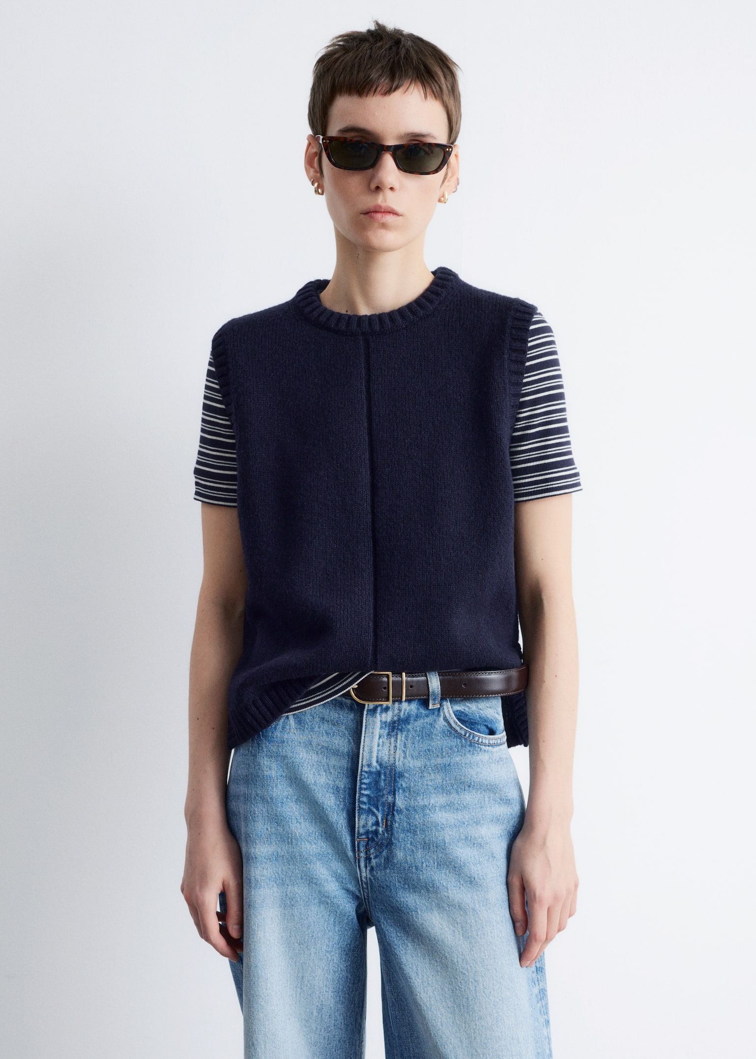 Knitted Sweater Vest - Blu navy/Talpa