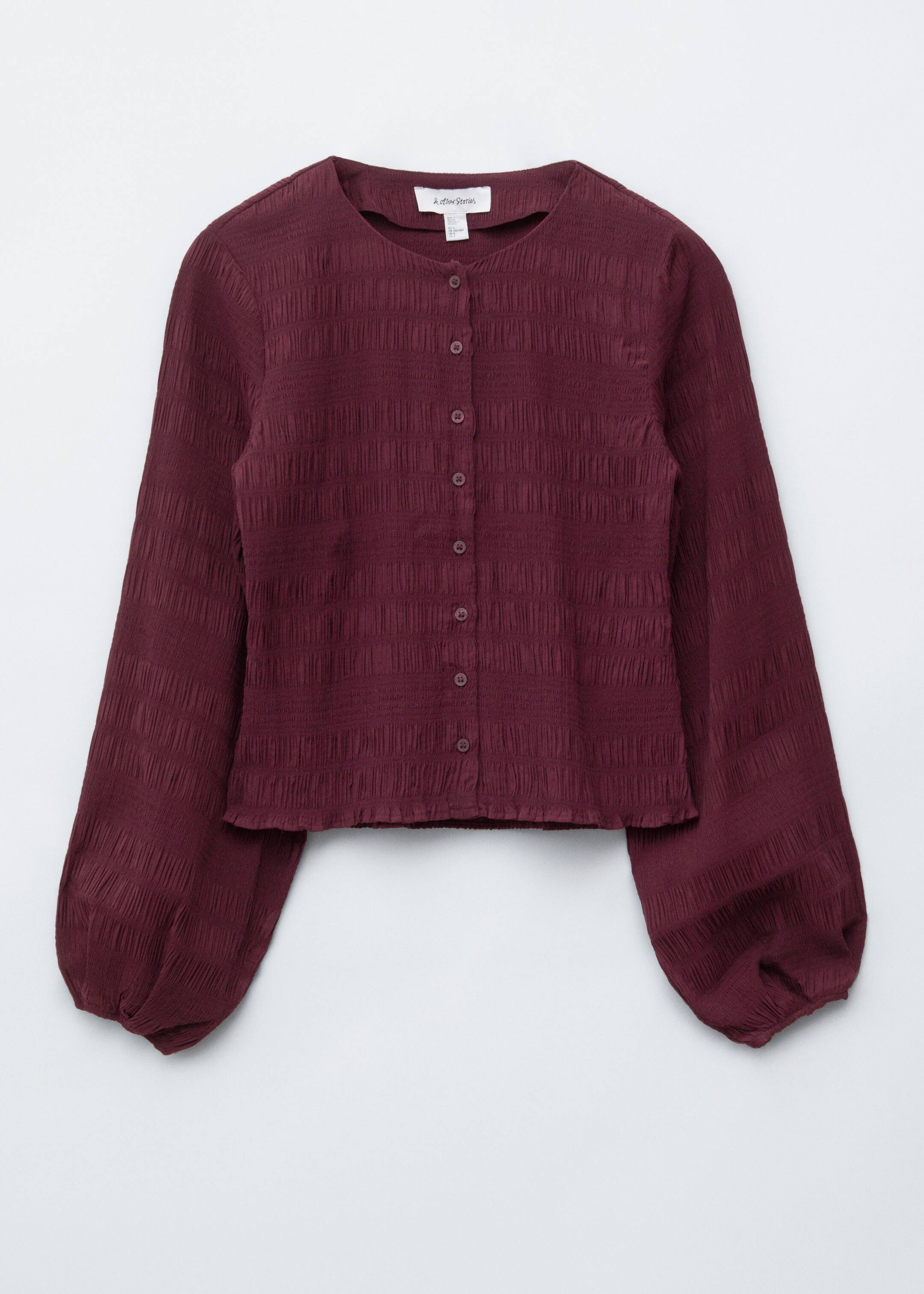 Se større billede: Smock-top med ballonærmer - Mørkerød - DAME | H&M DK 4