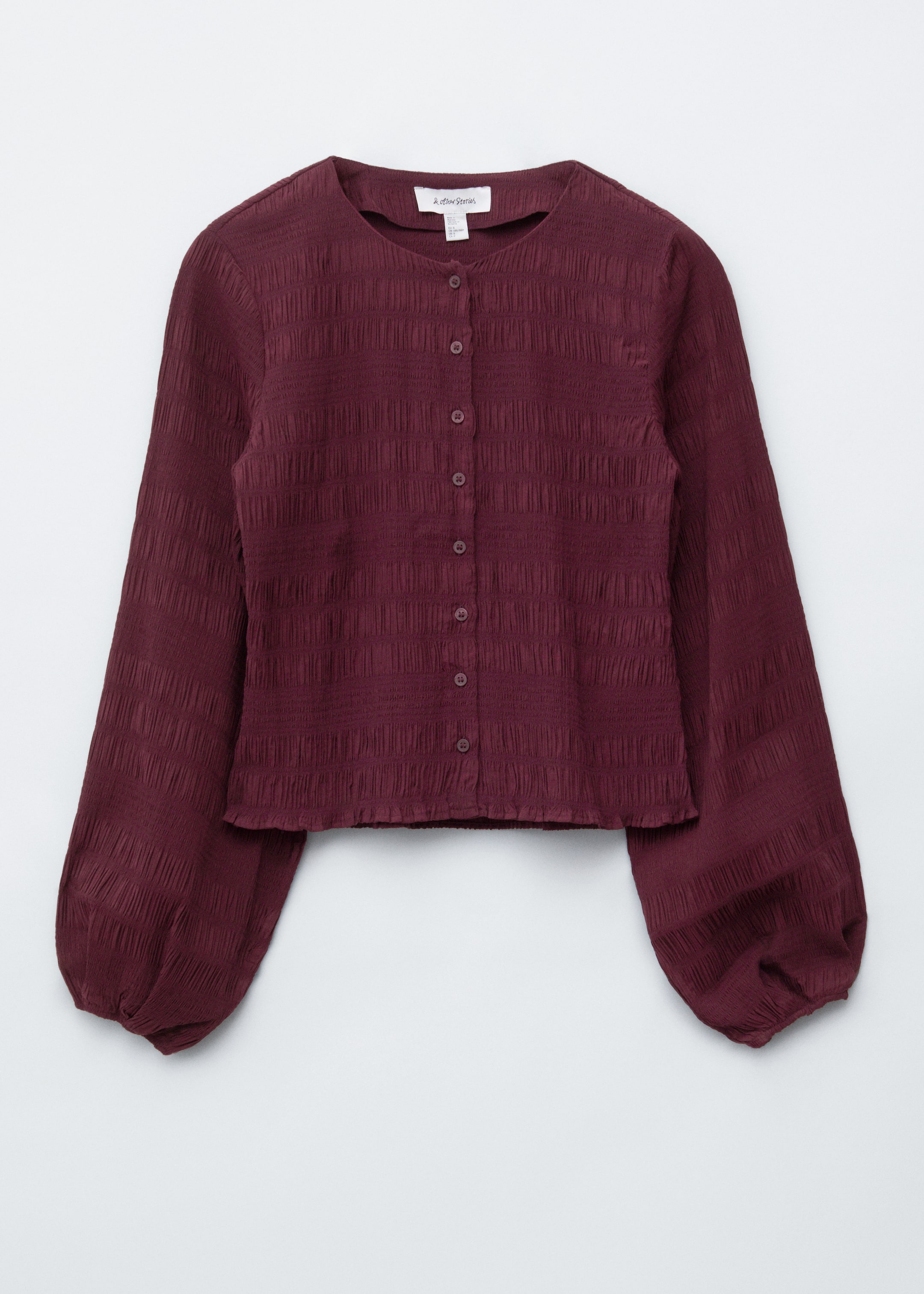 Grotere afbeelding bekijken: Top met gesmokte ballonmouwen - Donkerrood - DAMES | H&M NL 4