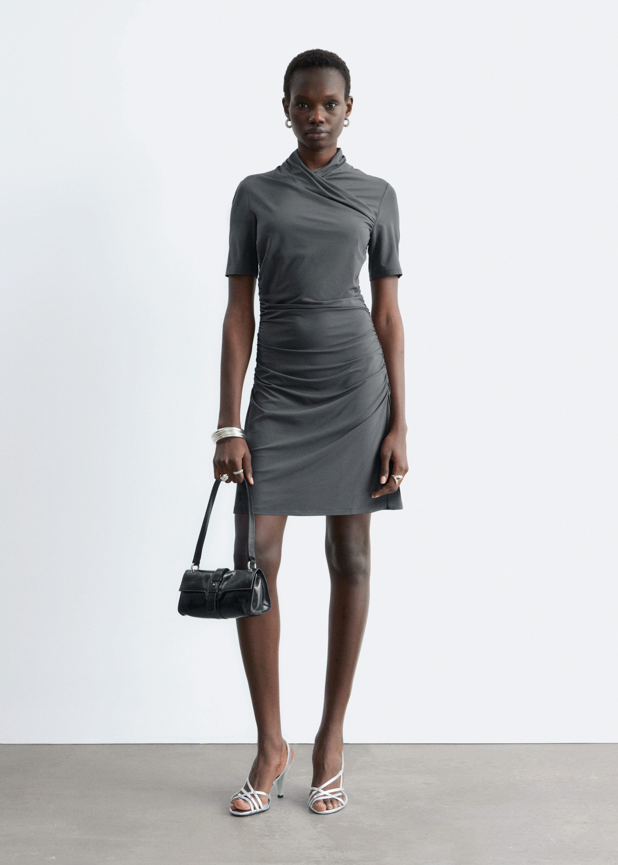 Draped Wrap Mini Dress - Dark Grey - & Other Stories GG