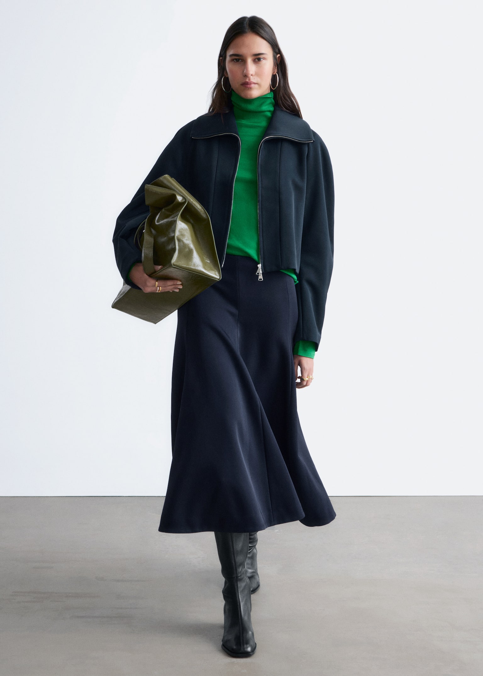 Jakke med voluminøse ærmer - Navy Blue - 4